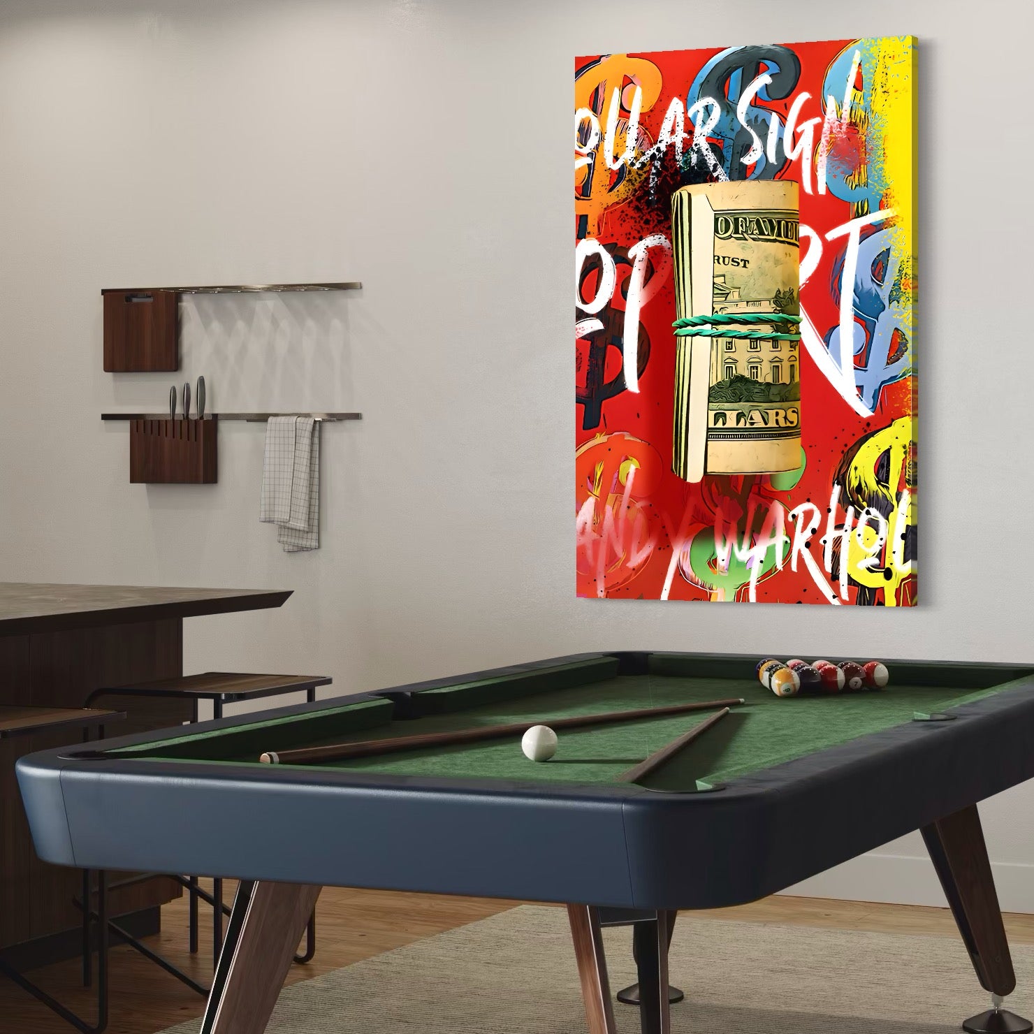 Tablou Canvas Premium LuxCanva® A1489, Graffiti Dollar , Room, Bani, Cash, Culori, Dormitor, Culori Vibrante