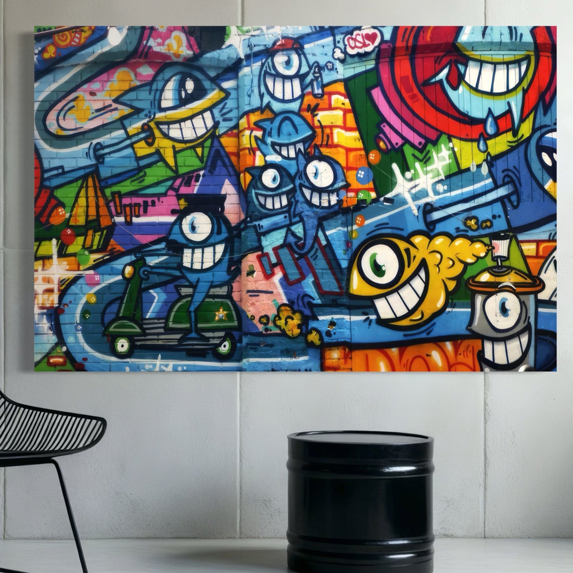 Tablou Canvas Premium LuxCanva® A1350, Graffiti Wall Art , Living, Decorativ, Animatie, Arta Stradala, Camera Copil, Game Room, Culori Vibrante