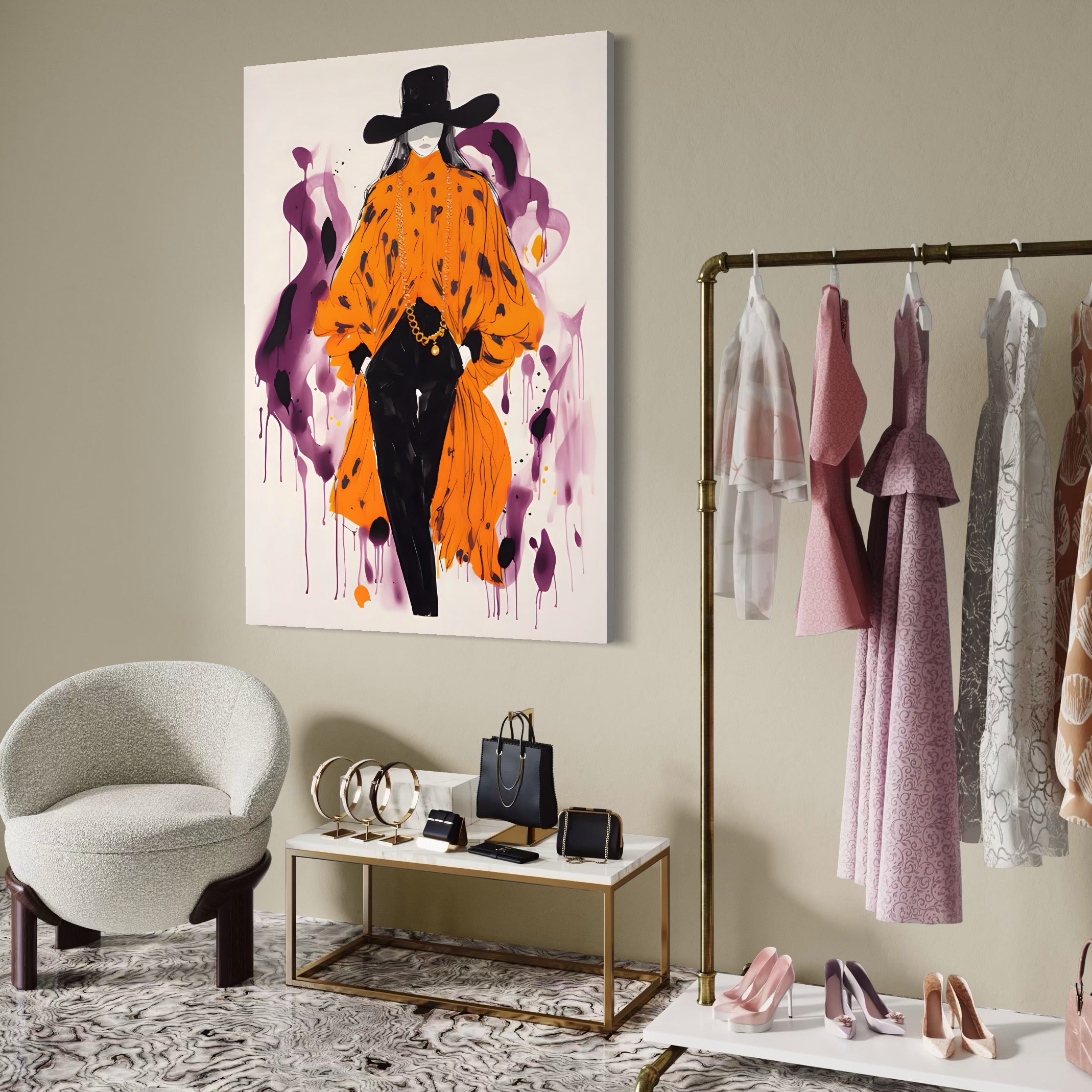Tablou Canvas Premium LuxCanva® A1491, Women Style , Room, Moda, Frumusete, Stil Vestimentar, Dormitor, Culori Vibrante