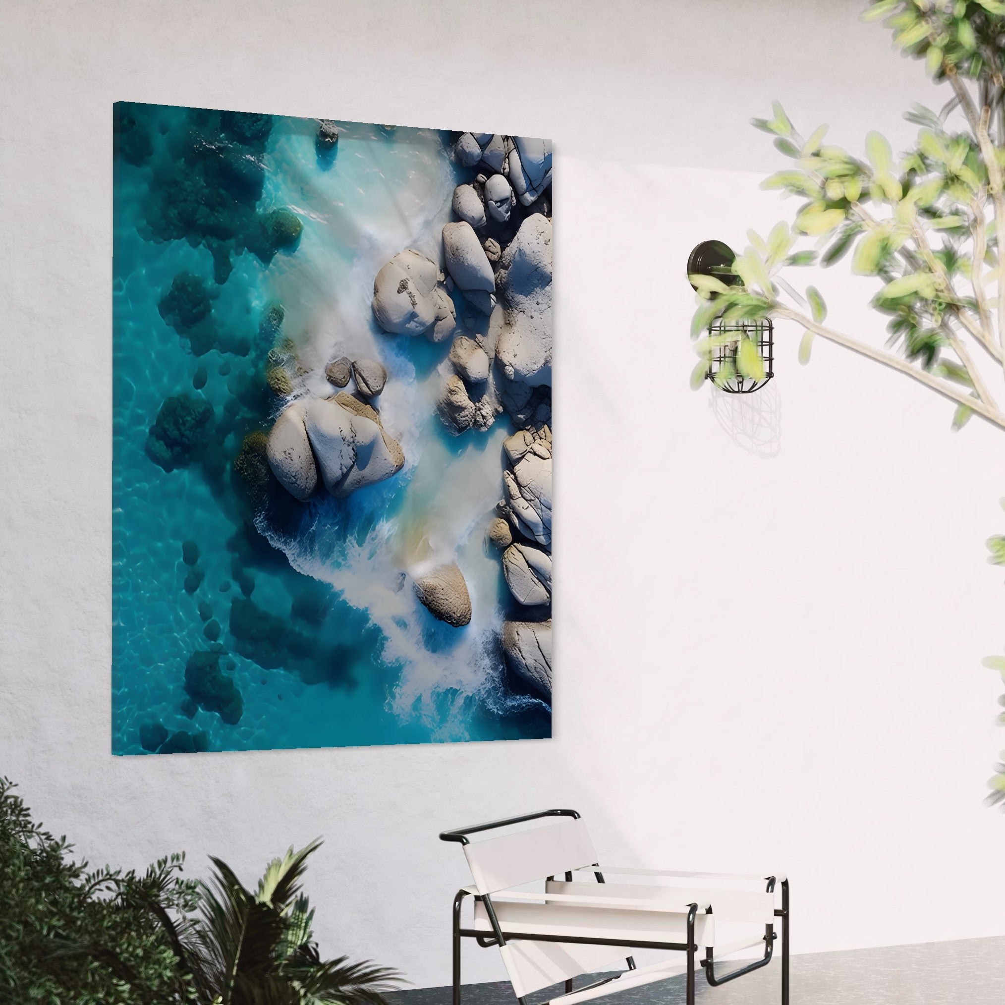 Tablou Canvas Premium LuxCanva® A1492, Sea Stone , Room, Pietre, Stanci, Mare, Turcoaz, Dormitor, Culori Vibrante