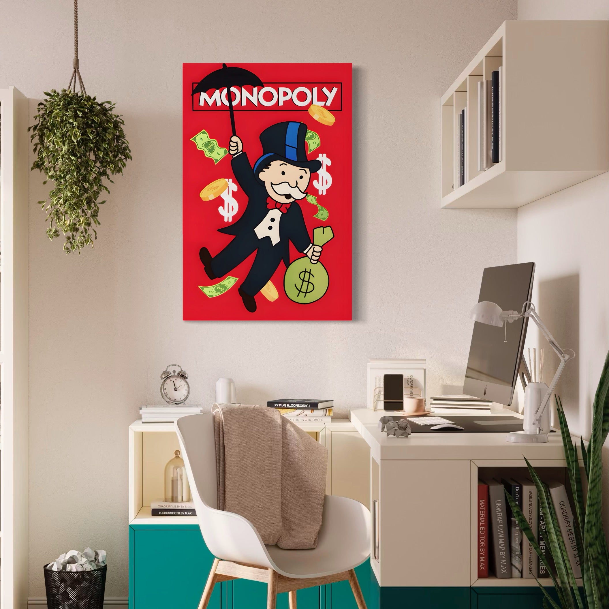 Tablou Canvas Premium LuxCanva® A1493, Monopoly Game , Room, Joc, Dolar, Bani, Cash, Dormitor, Culori Vibrante