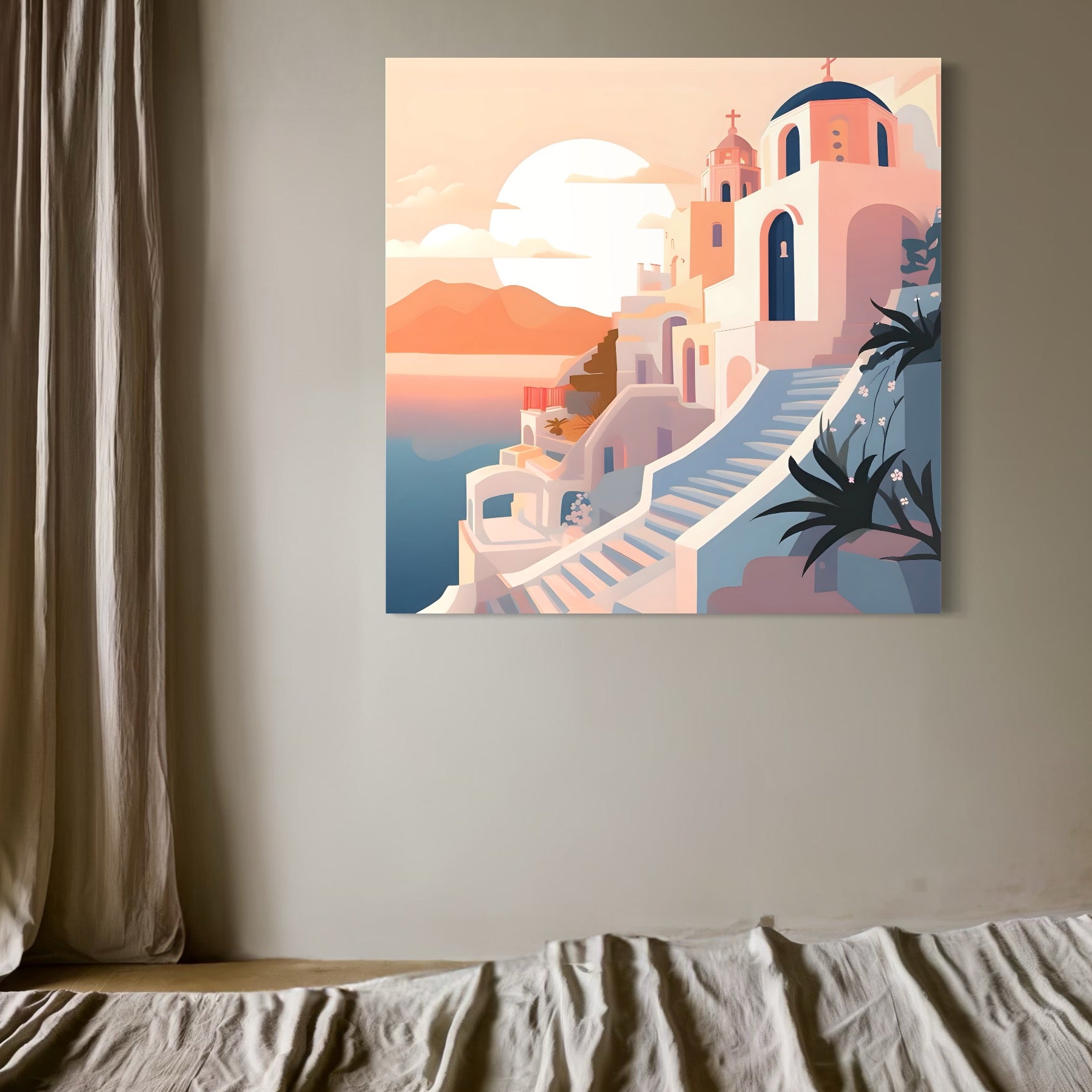 Tablou Canvas Premium LuxCanva® A1502, The Church , Dormitor, Biserica, Oras, Arhitectura, Apus, Room, Culori Vibrante