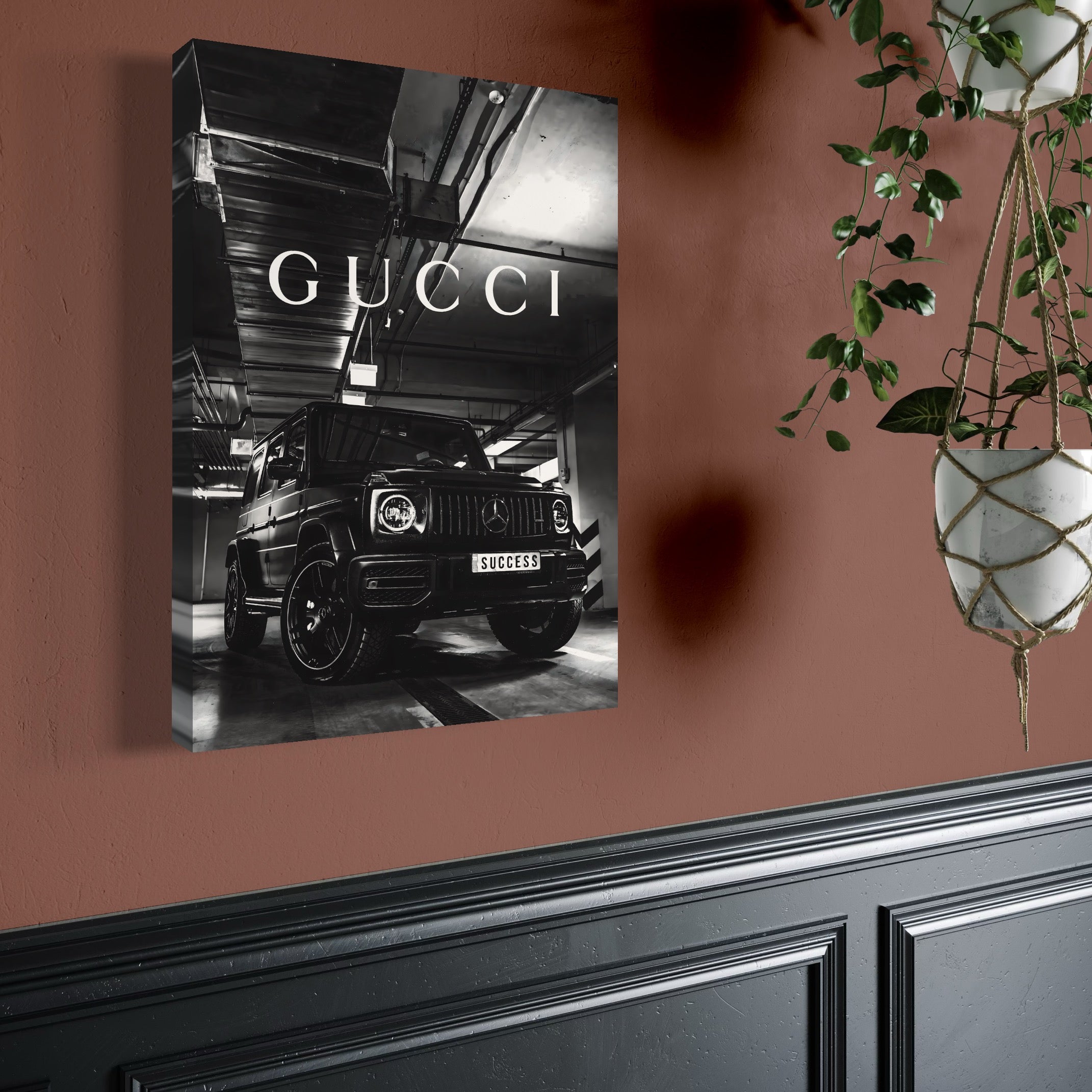 Tablou Canvas Premium, LuxCanva® A1124, Gucci , Mercedes, Succes, Alb, Negru