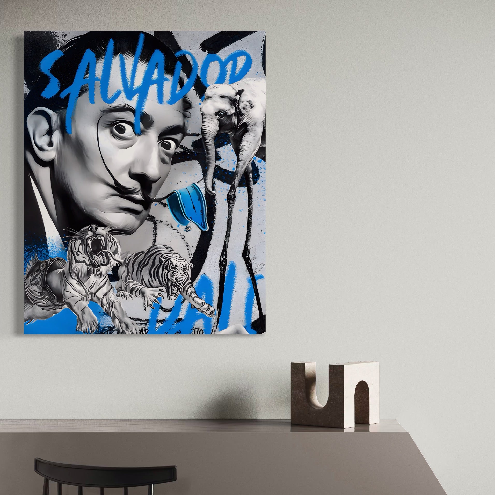 Tablou Canvas Premium LuxCanva® A1496, Dali Salvador ,  Room, Pictor, Sculptor, Tigru, Elefent, Living, Culori Vibrante