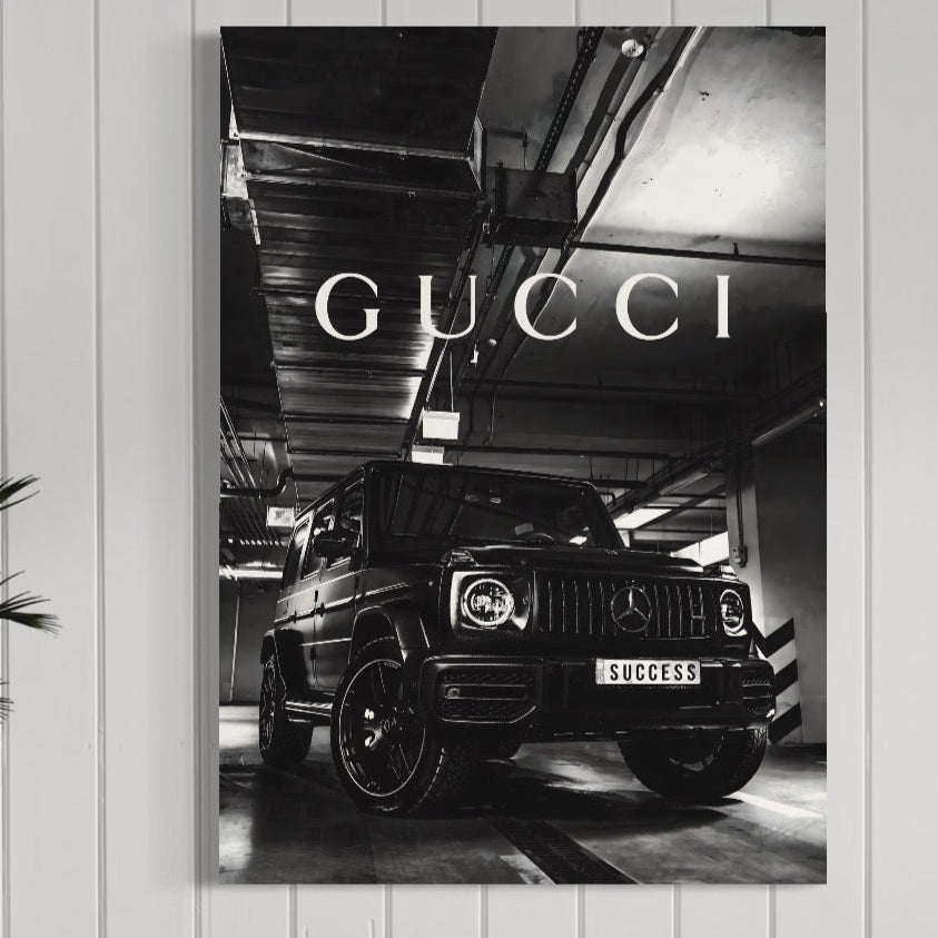 Tablou Canvas Premium, LuxCanva® A1124, Gucci , Mercedes, Succes, Alb, Negru
