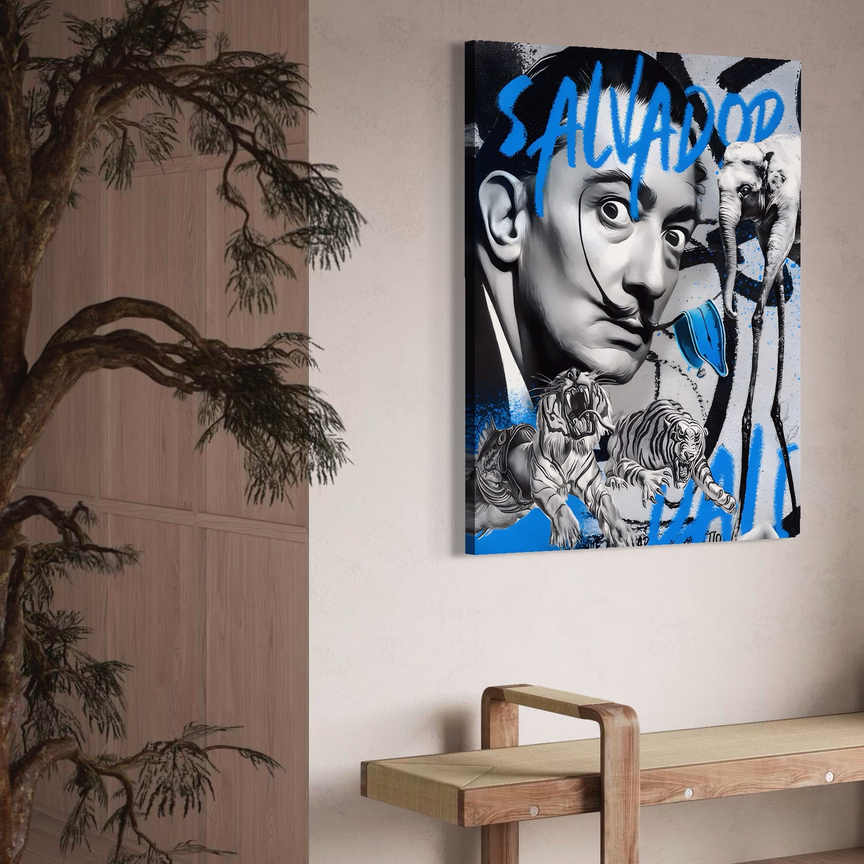 Tablou Canvas Premium LuxCanva® A1496, Dali Salvador ,  Room, Pictor, Sculptor, Tigru, Elefent, Living, Culori Vibrante