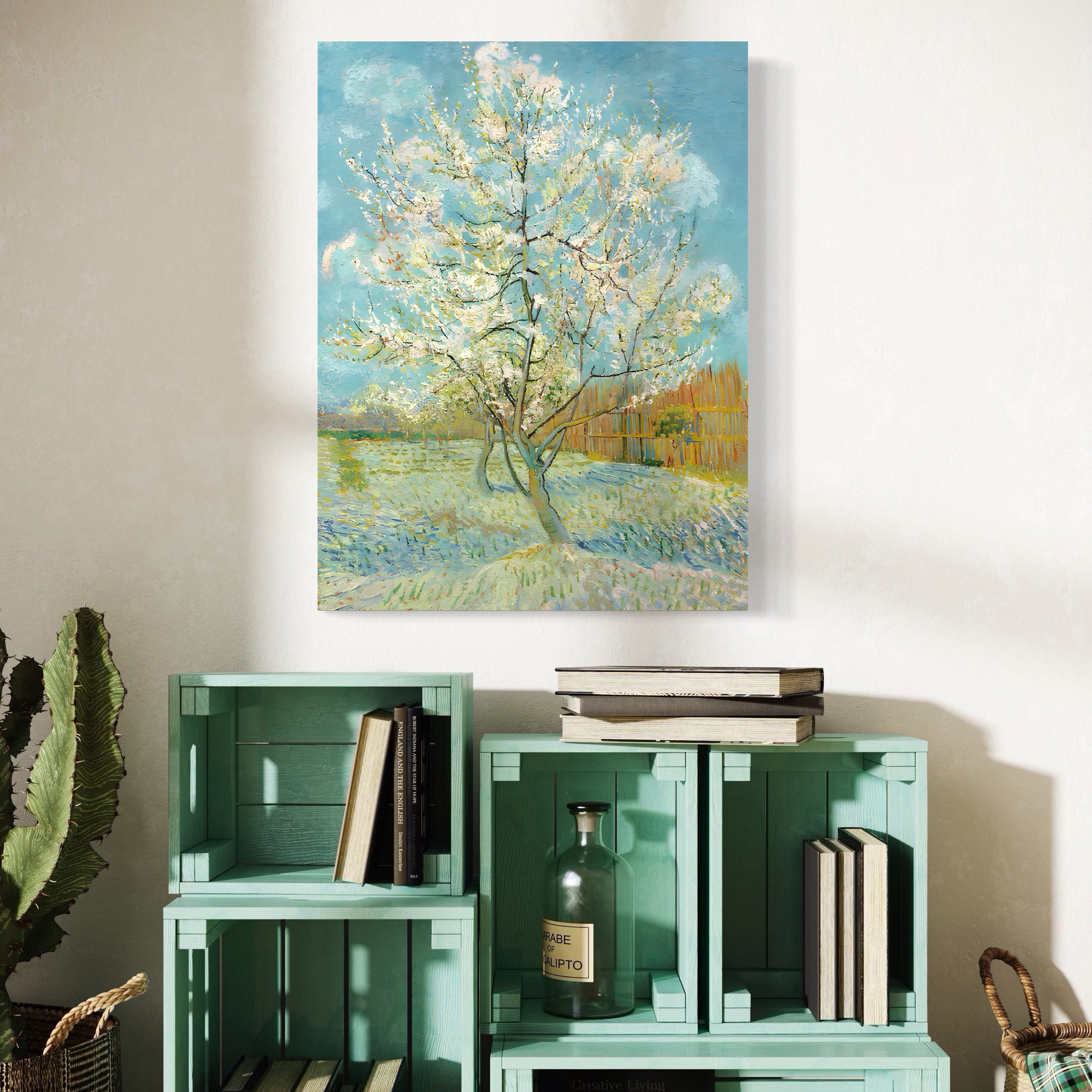 Tablou Canvas Premium LuxCanva® A1497, Piersicul Roz , Room, Pom, Flori, Van Gogh, Pictura, Living, Culori Vibrante
