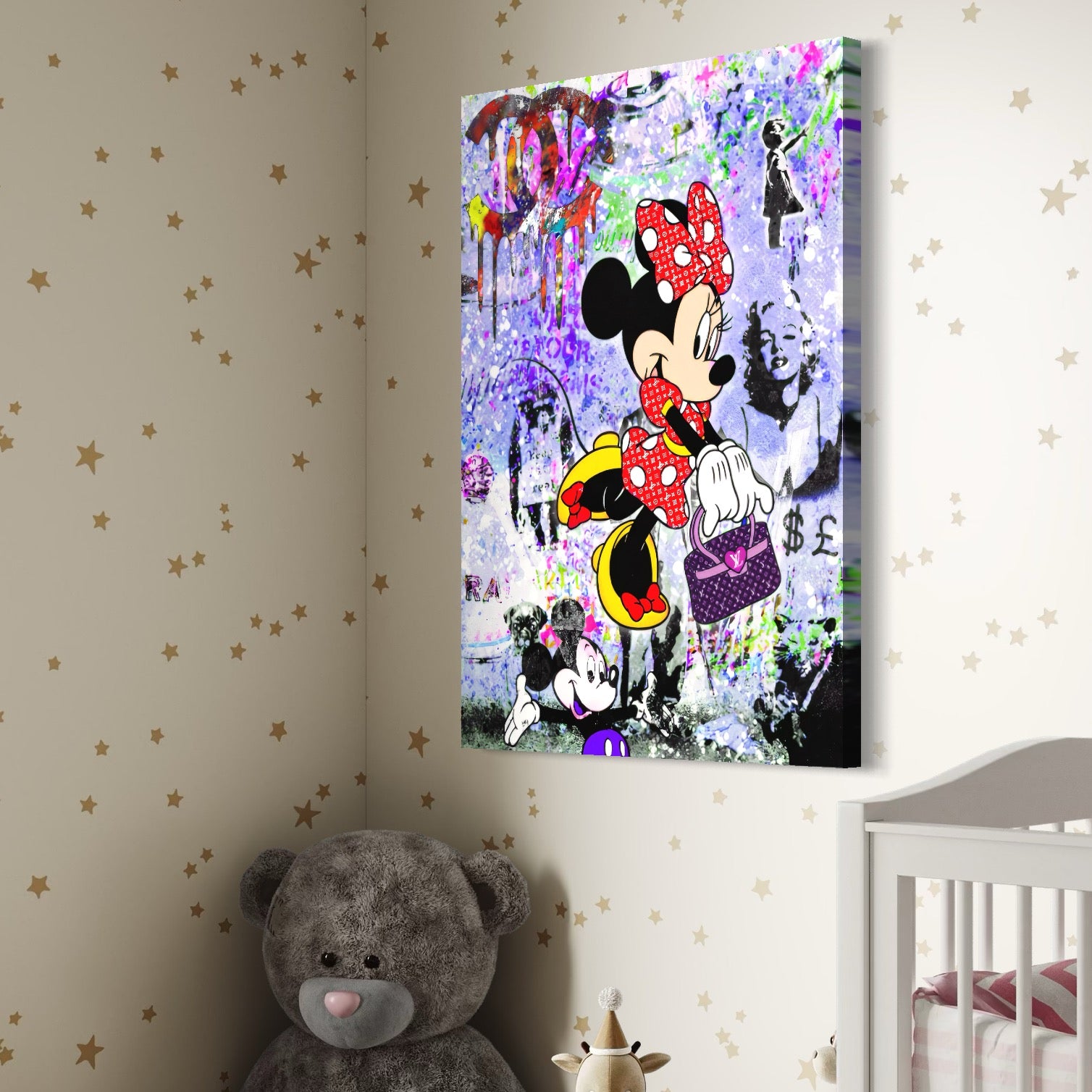 Tablou Canvas Premium, LuxCanva® A1127, Lady Minnie Mouse, Moda, Mickey Mosue, Luxury Brands, Culori Vibrante