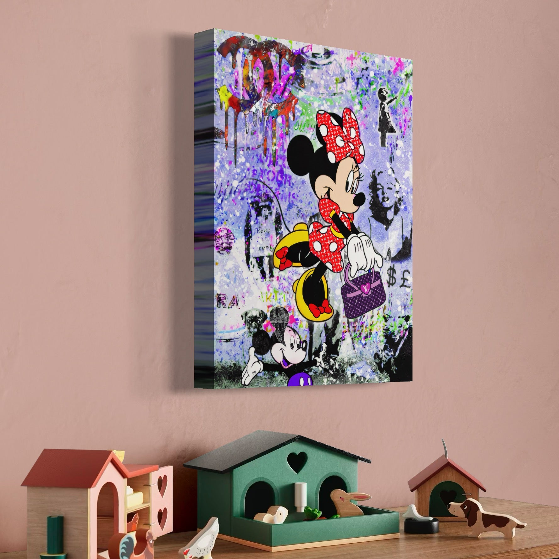 Tablou Canvas Premium, LuxCanva® A1127, Lady Minnie Mouse, Moda, Mickey Mosue, Luxury Brands, Culori Vibrante