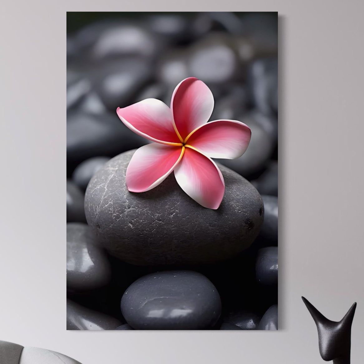 Tablou Canvas Premium LuxCanva® A1498, Flower Spa , Room, Relaxare, Floare Roz, Pietre, Decorativ, Living, Culori Vibrante