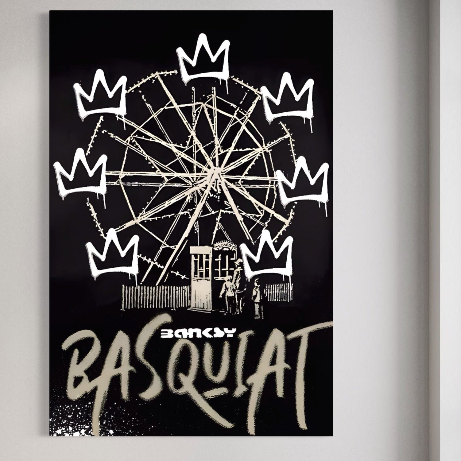Tablou Canvas Premium LuxCanva® A1499, Basquiat Black , Room, Graffiti, Samo, Banksy, Roata, Living, Culori Vibrante