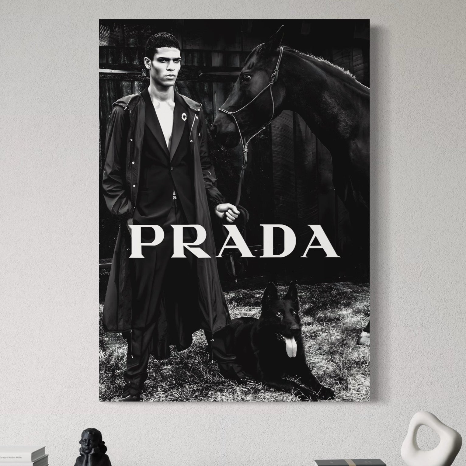 Tablou Canvas Premium, LuxCanva® A1129, Prada Men, Moda, Luxury Brands, Fashion, Alb, Negru