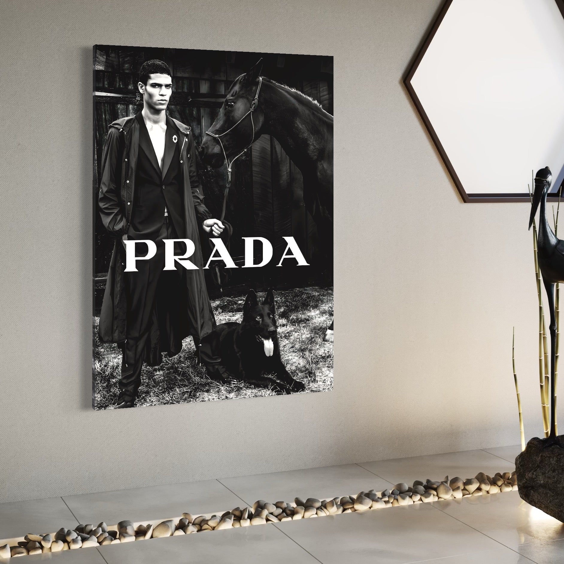 Tablou Canvas Premium, LuxCanva® A1129, Prada Men, Moda, Luxury Brands, Fashion, Alb, Negru