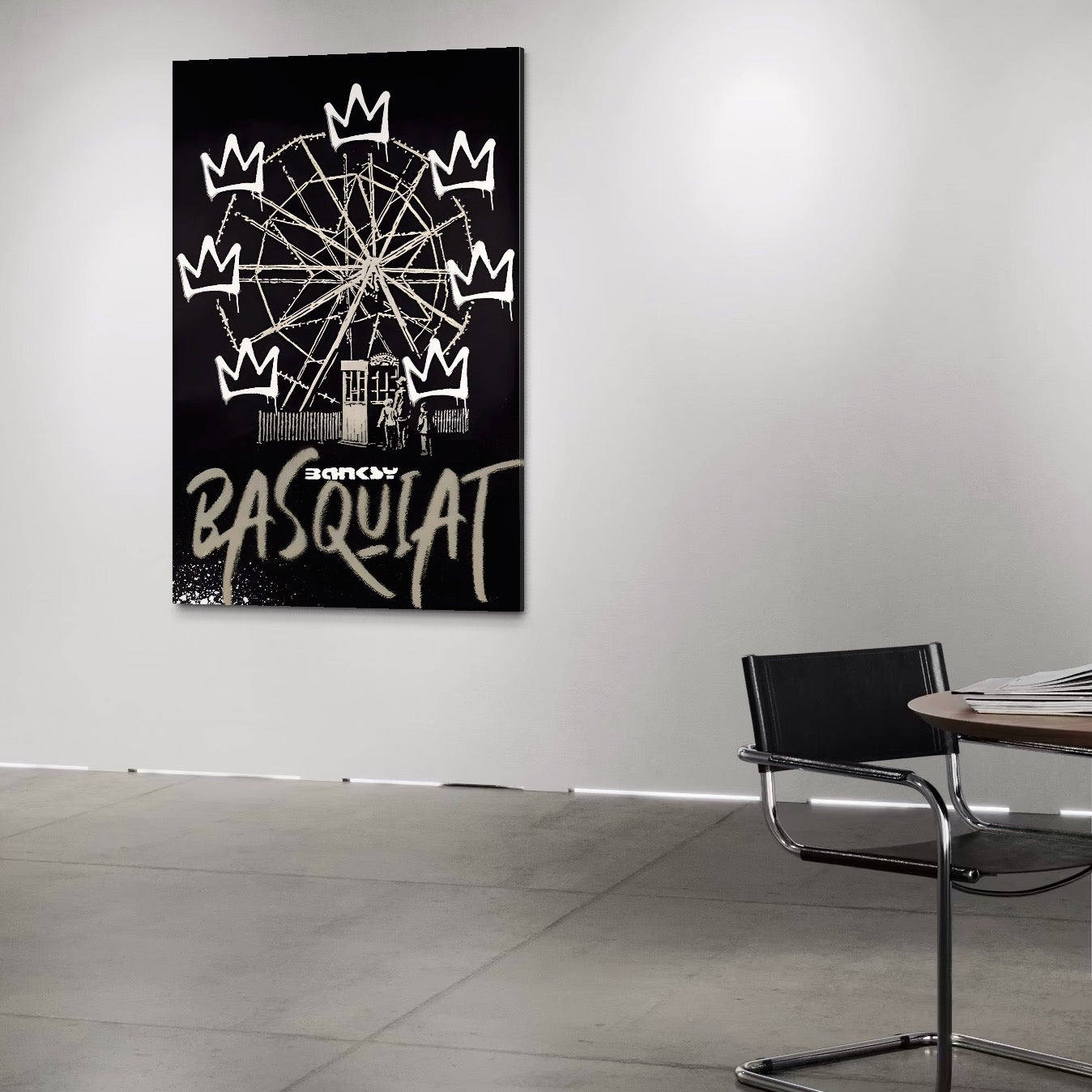 Tablou Canvas Premium LuxCanva® A1499, Basquiat Black , Room, Graffiti, Samo, Banksy, Roata, Living, Culori Vibrante
