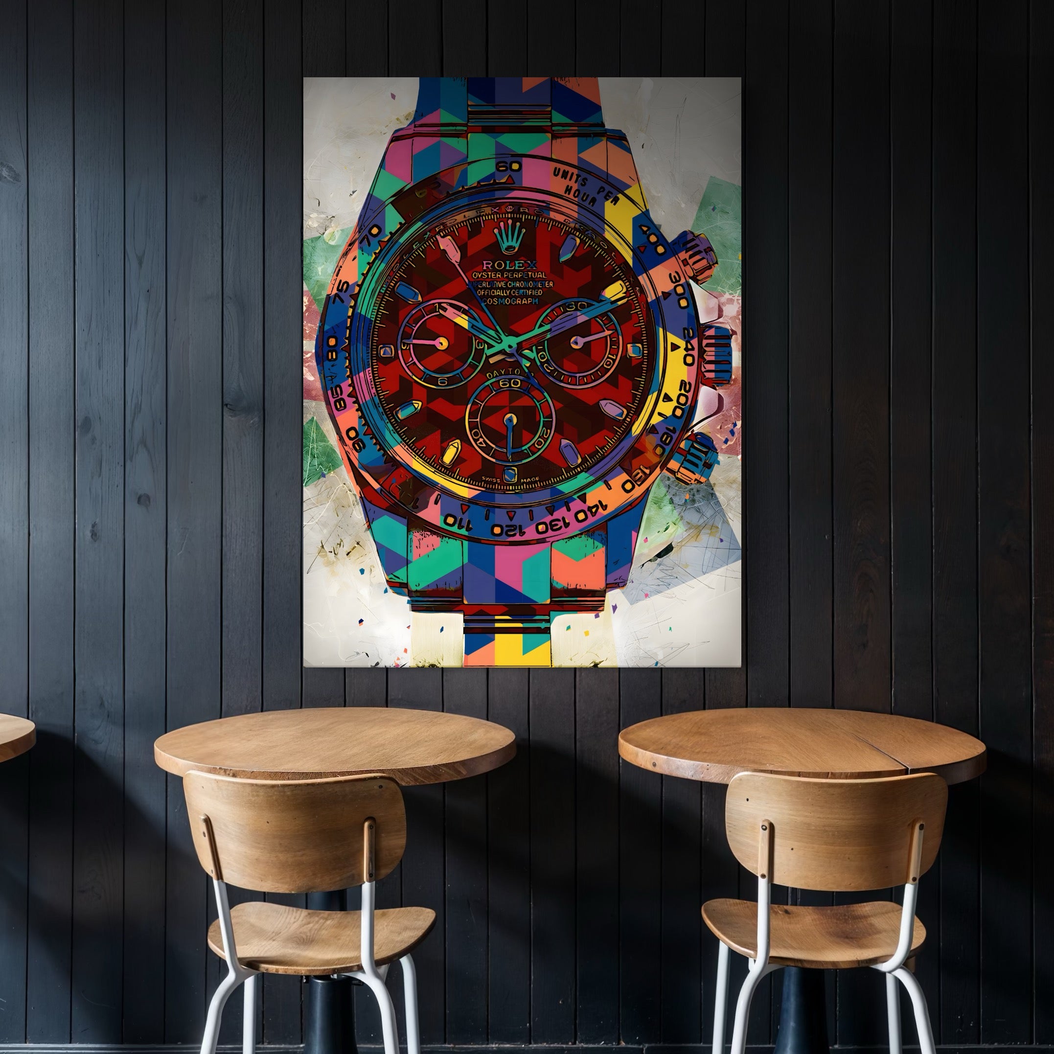 Tablou Canvas Premium, LuxCanva® A1158, Ceas Colorat, Rolex, Brand Lux, Timp, Culori Vibrante