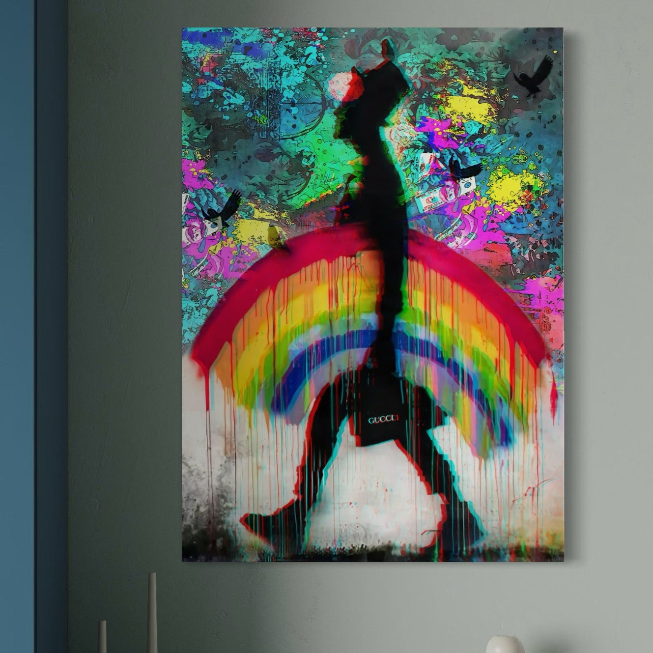 Tablou Canvas Premium, LuxCanva® A1159, Gucci Rainbow, Curcubeu, Graffiti, Brand, Timp, Culori Vibrante