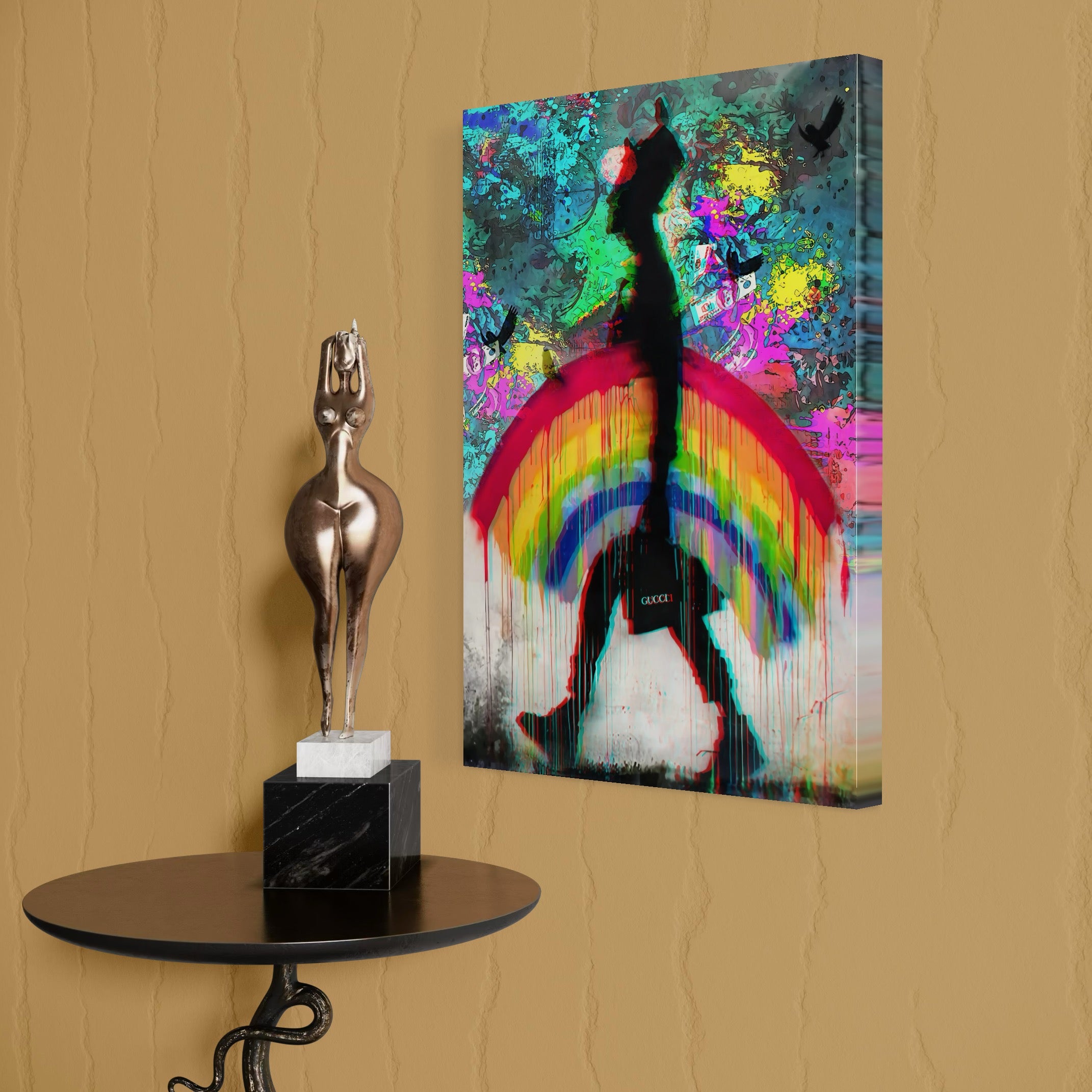 Tablou Canvas Premium, LuxCanva® A1159, Gucci Rainbow, Curcubeu, Graffiti, Brand, Timp, Culori Vibrante