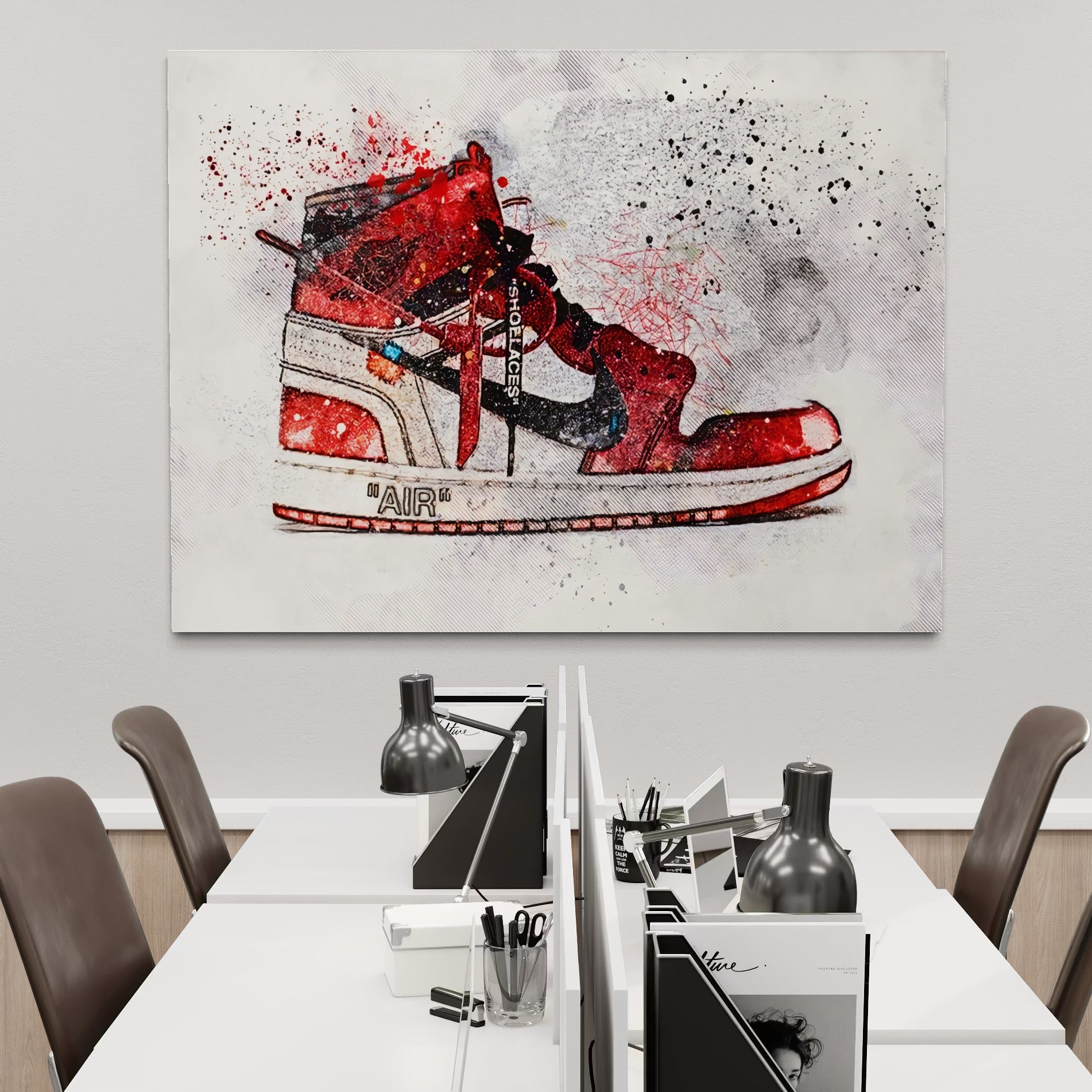 Tablou Canvas Premium, LuxCanva® A1178, Nike Air, Living, Rosu, Jordan, Incaltaminte, Cafenea, Culori Vibrante