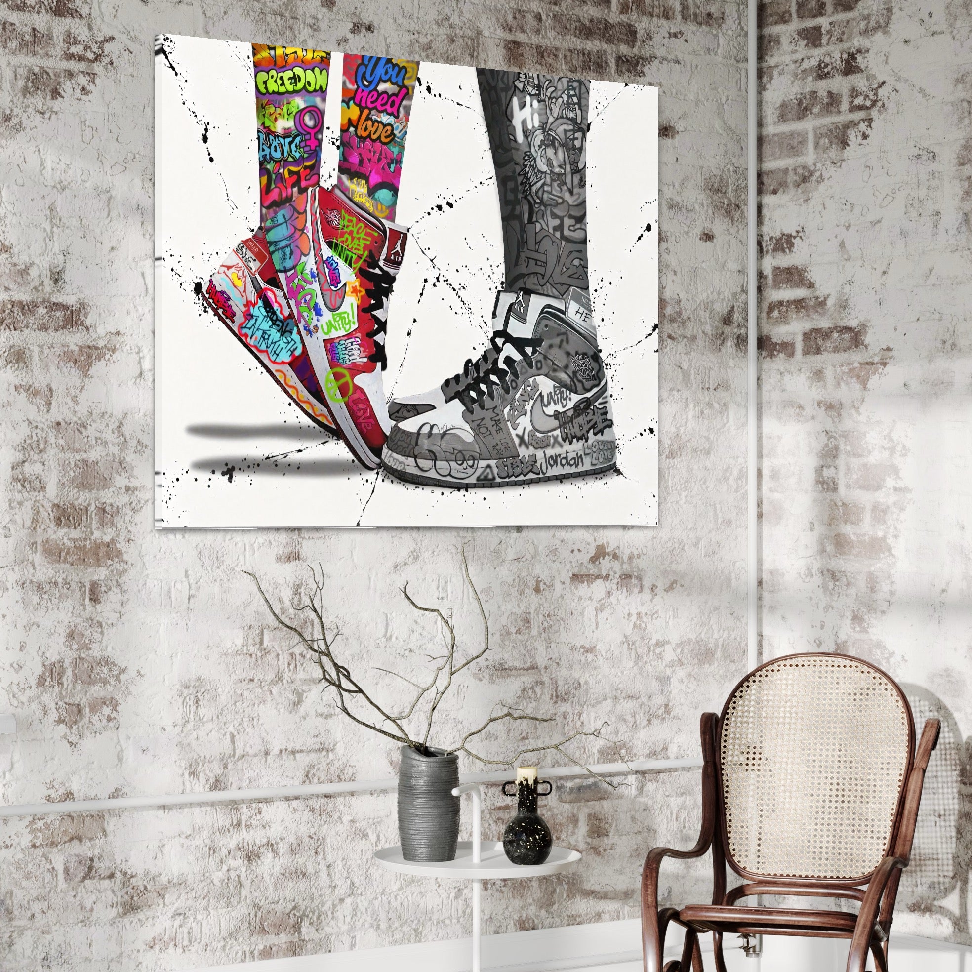 Tablou Canvas Premium, LuxCanva® A1183, Air Jordan Couple, Living, Adidasi, Cuplu, Indragostiti, Nike, Dormitor, Culori Vibrante