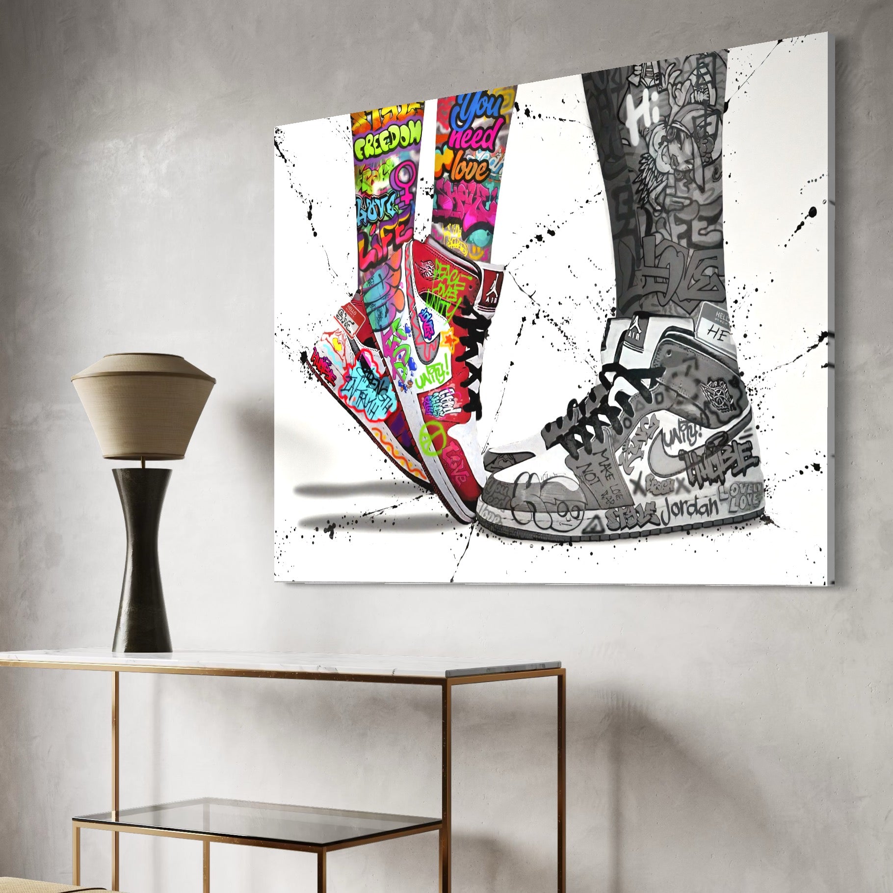 Tablou Canvas Premium, LuxCanva® A1183, Air Jordan Couple, Living, Adidasi, Cuplu, Indragostiti, Nike, Dormitor, Culori Vibrante