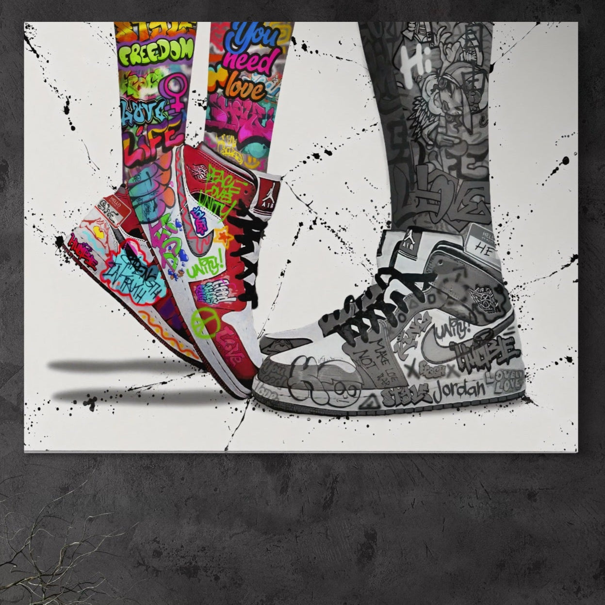 Tablou Canvas Premium, LuxCanva® A1183, Air Jordan Couple, Living, Adidasi, Cuplu, Indragostiti, Nike, Dormitor, Culori Vibrante