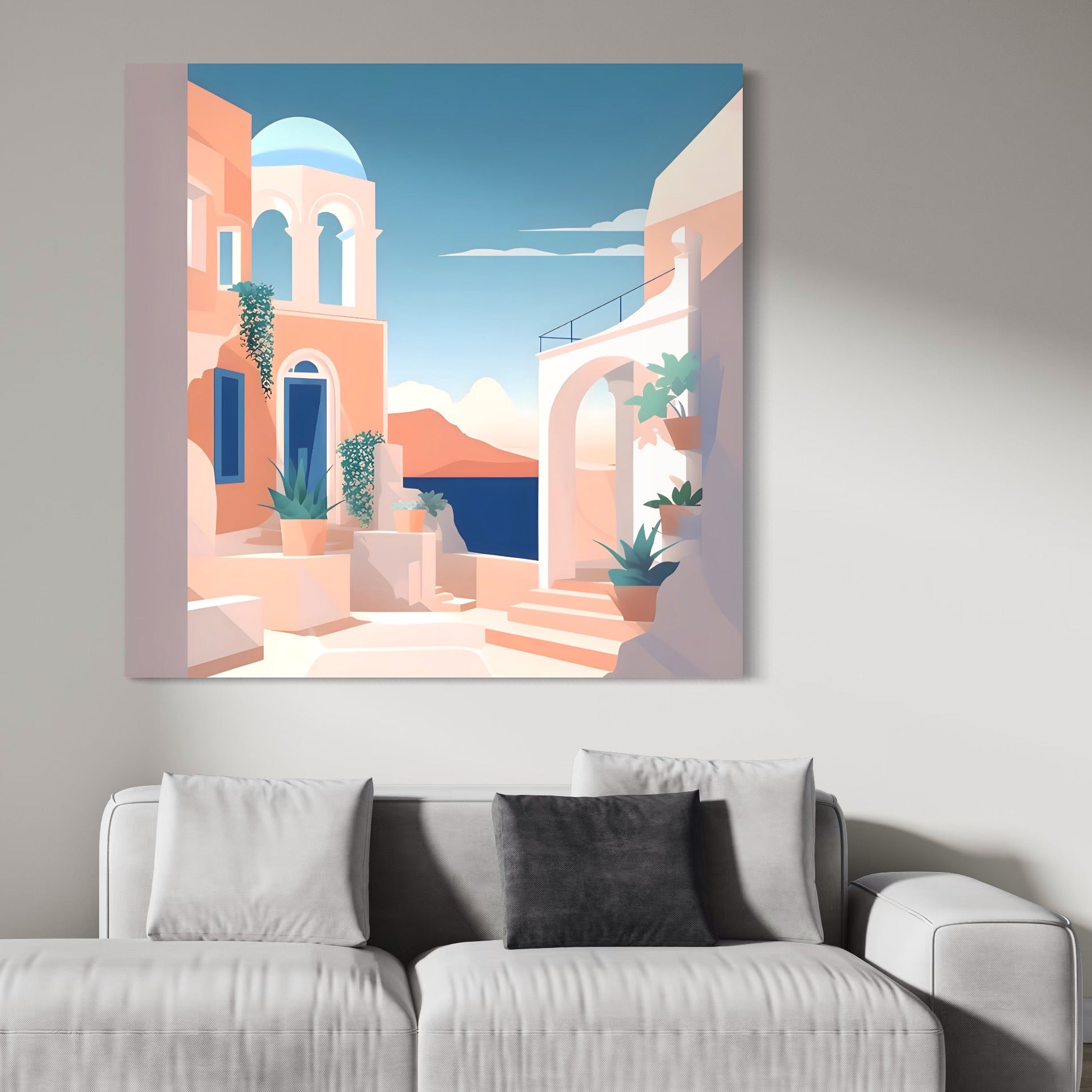 Tablou Canvas Premium LuxCanva® A1504, Cladiri Antice , Dormitor, Oras, Vacanta, Arhitectura, Mare, Room, Culori Vibrante