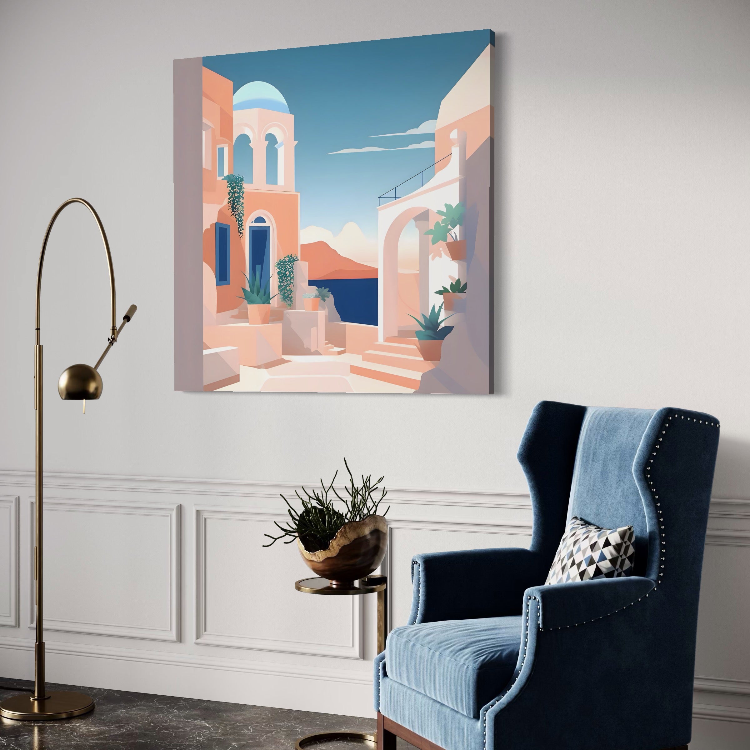 Tablou Canvas Premium LuxCanva® A1504, Cladiri Antice , Dormitor, Oras, Vacanta, Arhitectura, Mare, Room, Culori Vibrante