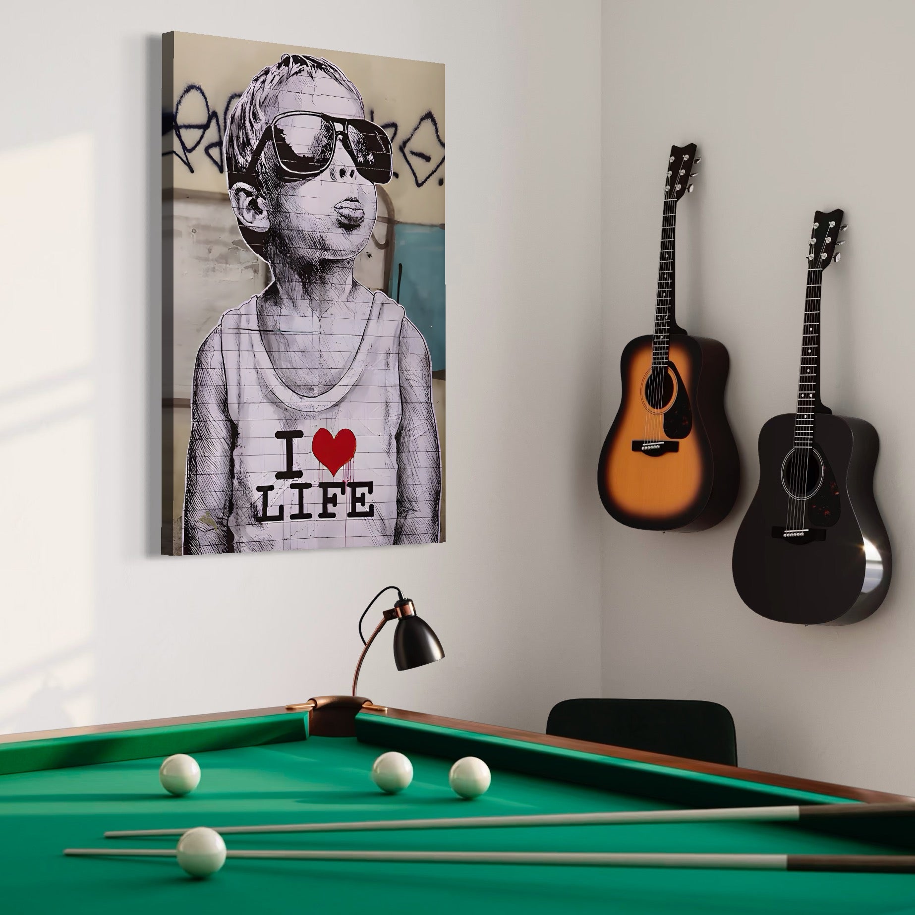 Tablou Canvas Premium LuxCanva® A1503, I Love Life , Dormitor, Copil, Inocenta, Ochelari, Inima, Room, Culori Vibrante