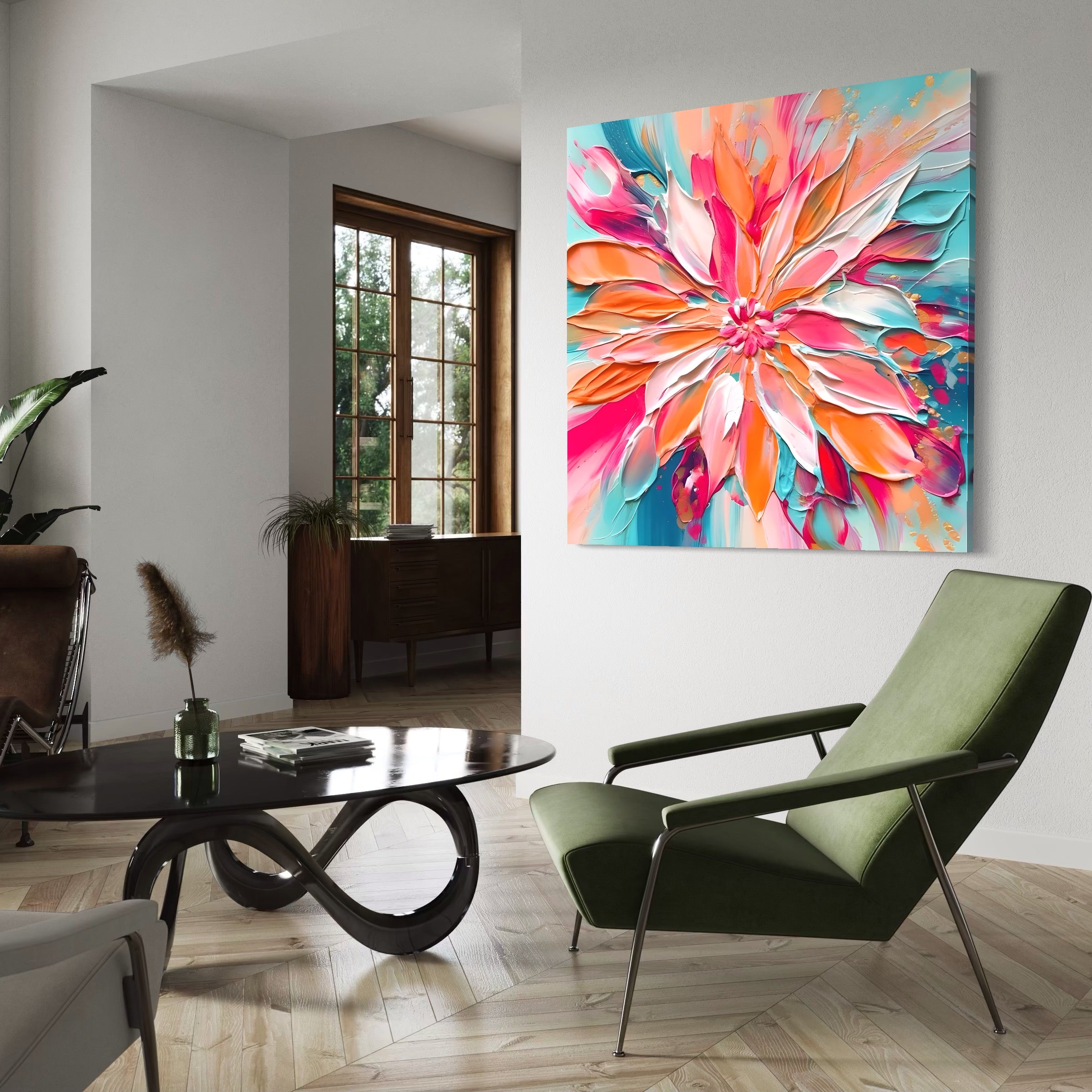 Tablou Canvas Premium LuxCanva® A1508, Simfonie Roz , Floare, Planta, Multicolor, Decorativ, Room, Culori Vibrante