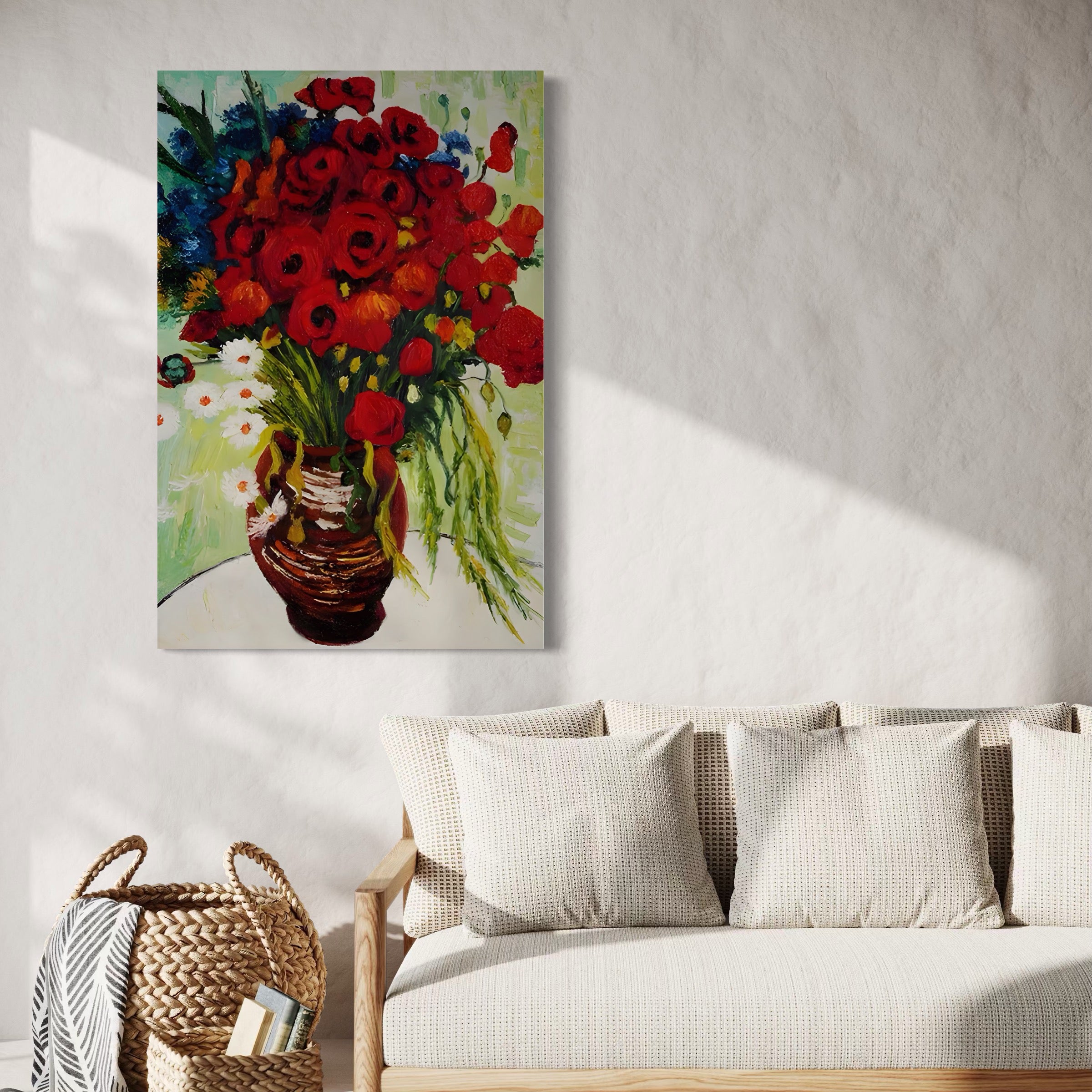 Tablou Canvas Premium LuxCanva® A1511, Margarete Si Maci , Galerie De Arta, Van Gogh, Pictura, Flori, Opera, Living, Culori Vibrante