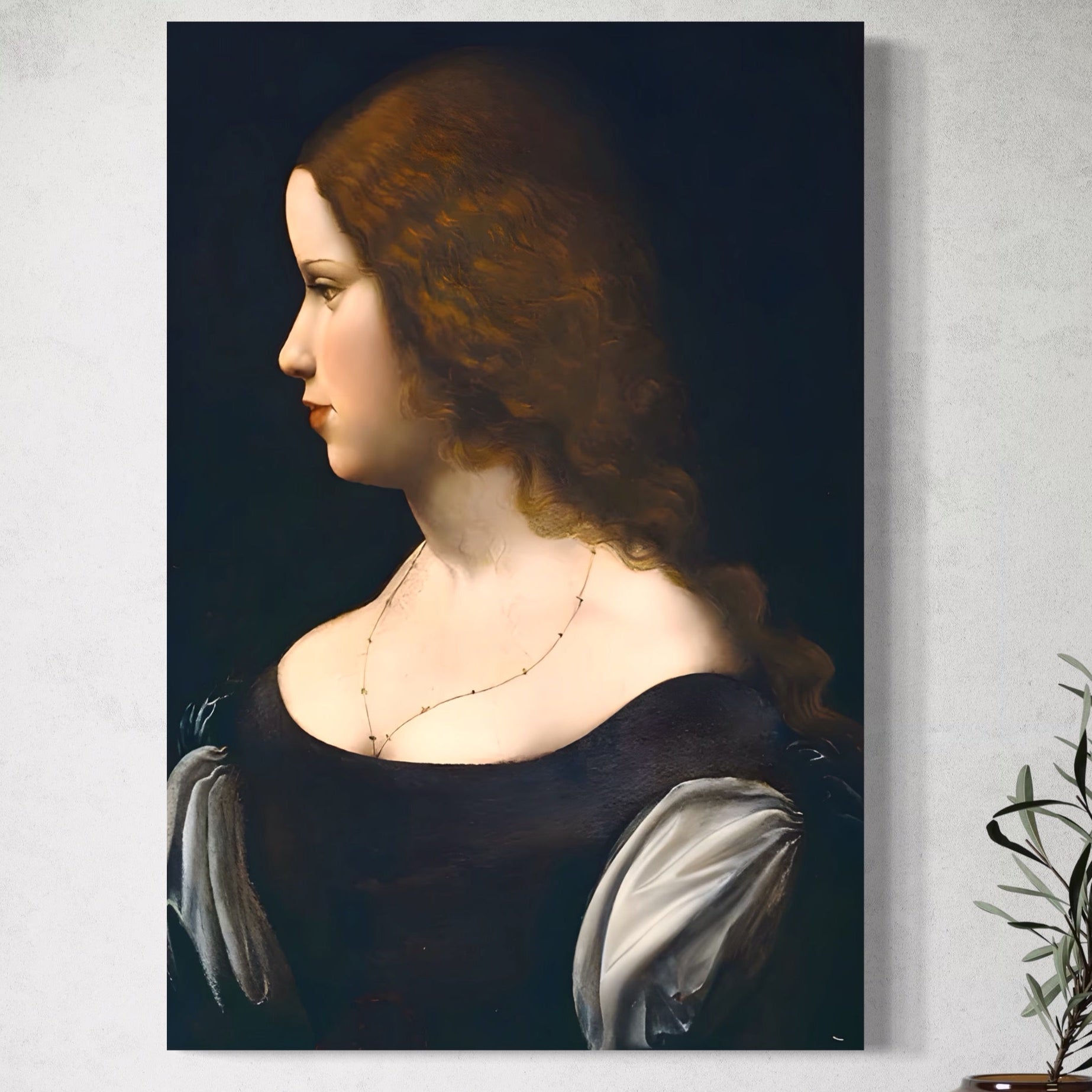 Tablou Canvas Premium LuxCanva® A1512, Portretul Unei Tinere Doamne , Galerie De Arta, Leonardo Da Vinci, Femeie, Pictura, Living, Culori Vibrante