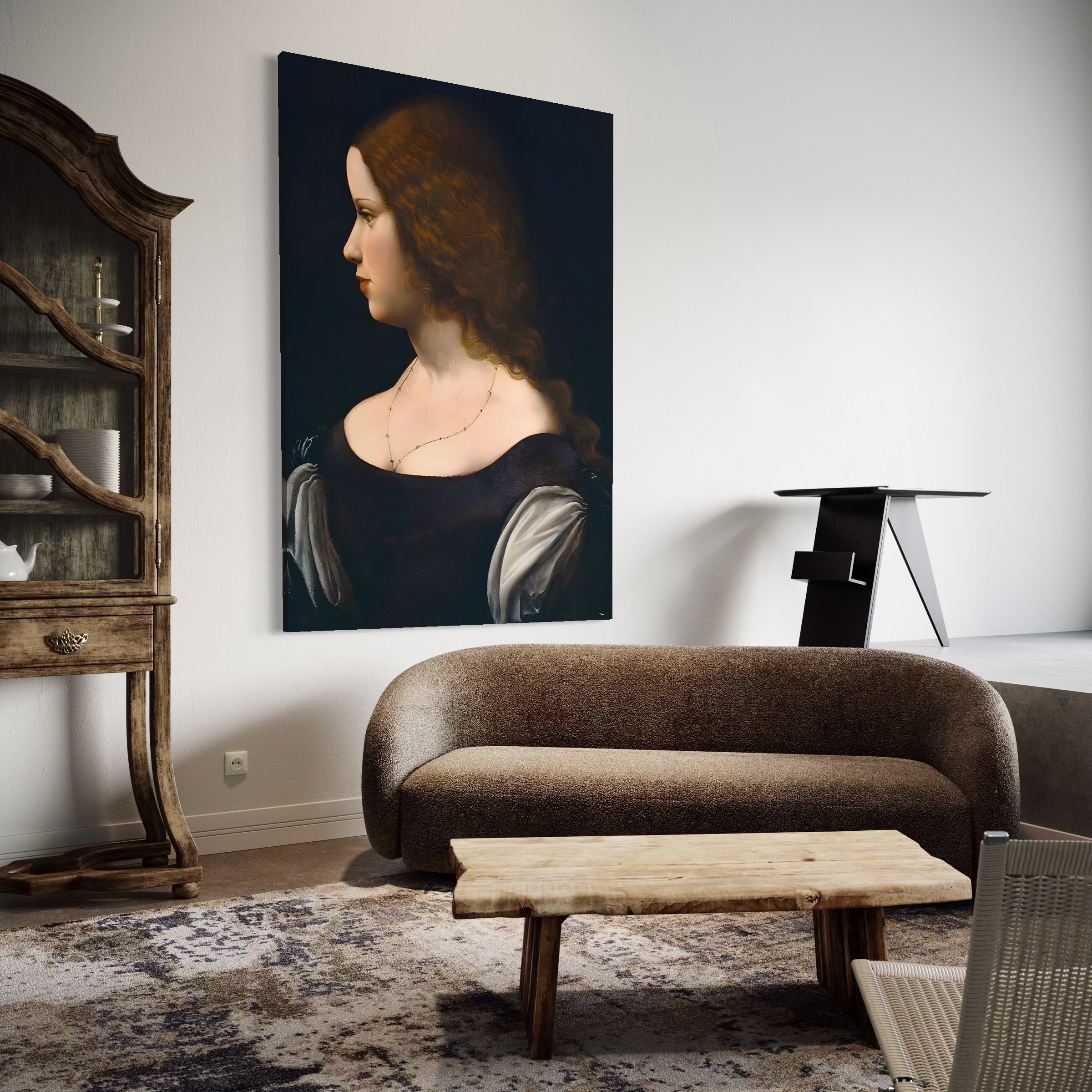 Tablou Canvas Premium LuxCanva® A1512, Portretul Unei Tinere Doamne , Galerie De Arta, Leonardo Da Vinci, Femeie, Pictura, Living, Culori Vibrante