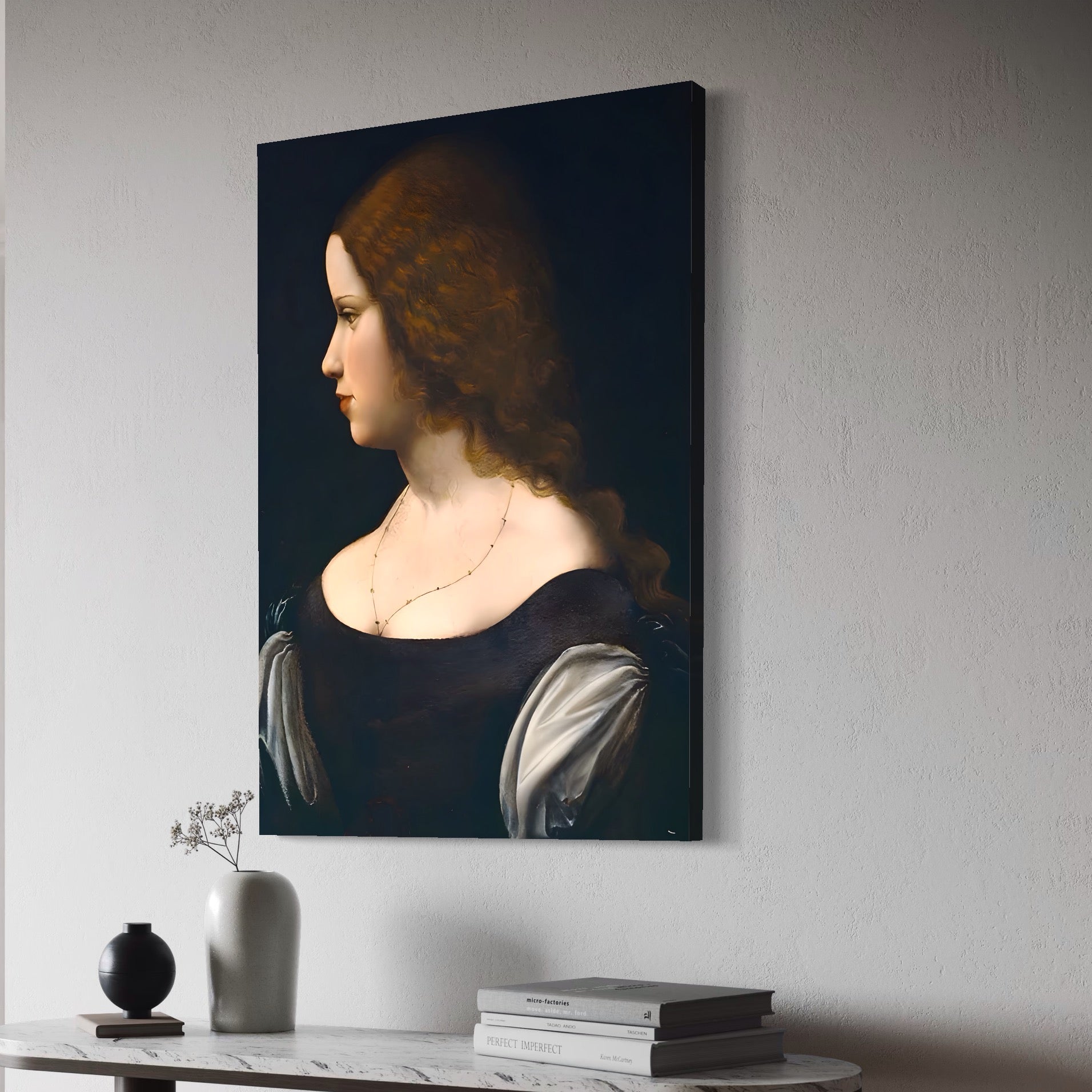 Tablou Canvas Premium LuxCanva® A1512, Portretul Unei Tinere Doamne , Galerie De Arta, Leonardo Da Vinci, Femeie, Pictura, Living, Culori Vibrante