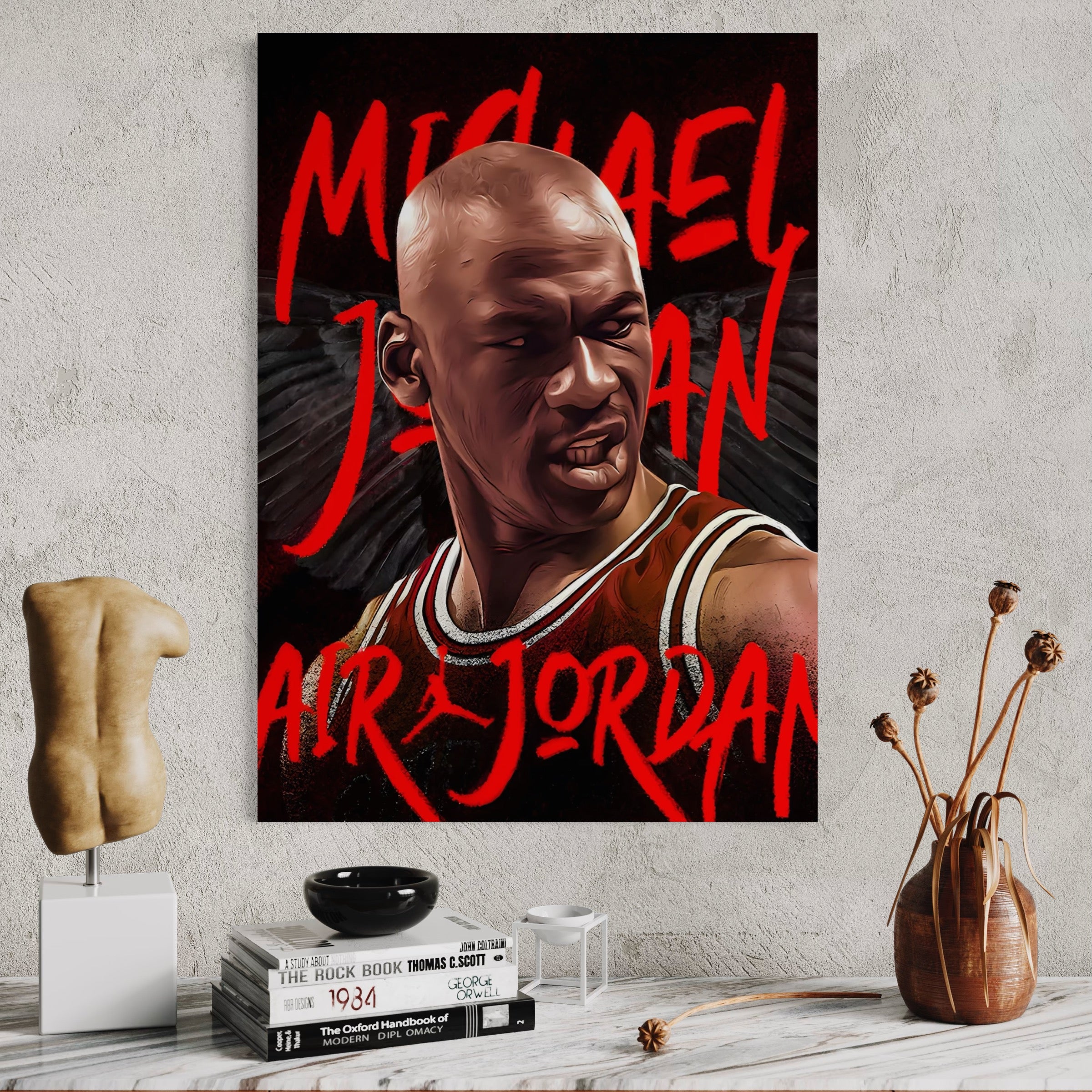 Tablou Canvas Premium, LuxCanva® A1404, Michael Jordan, Room, Baschetbalist, NBA, Air Jordan, Club Sportiv, Culori Vibrante
