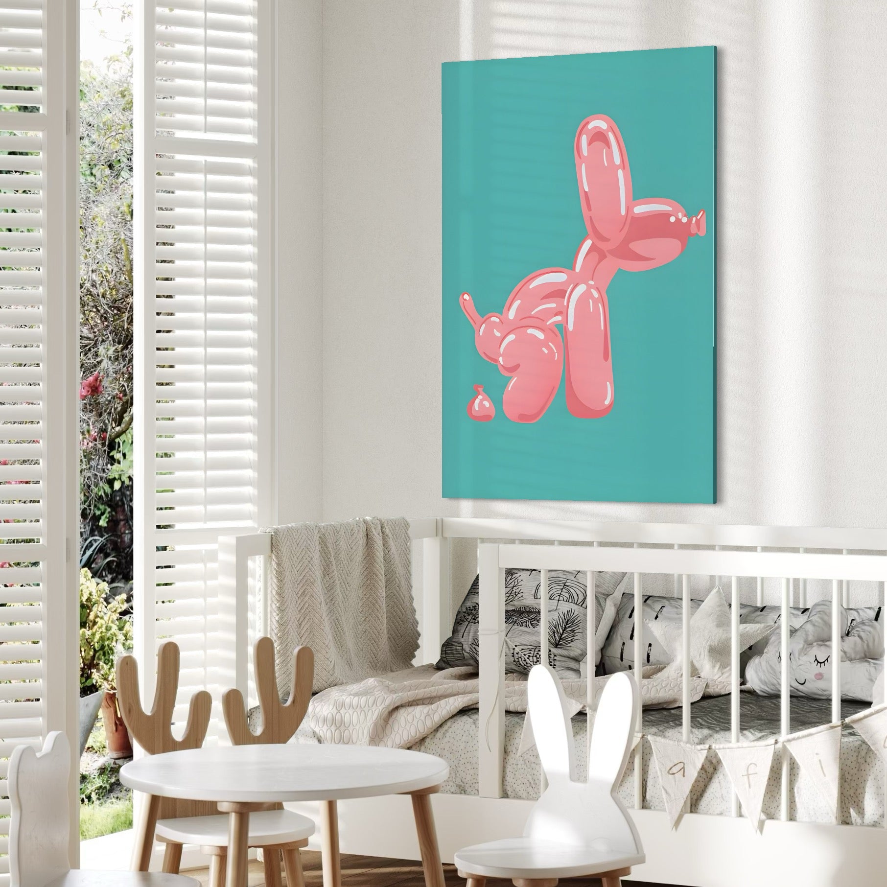 Tablou Canvas Premium, LuxCanva® A1516, Pudel Balon, Dormitor, Caine, Roz, Decorativ, Living, Culori Vibrante