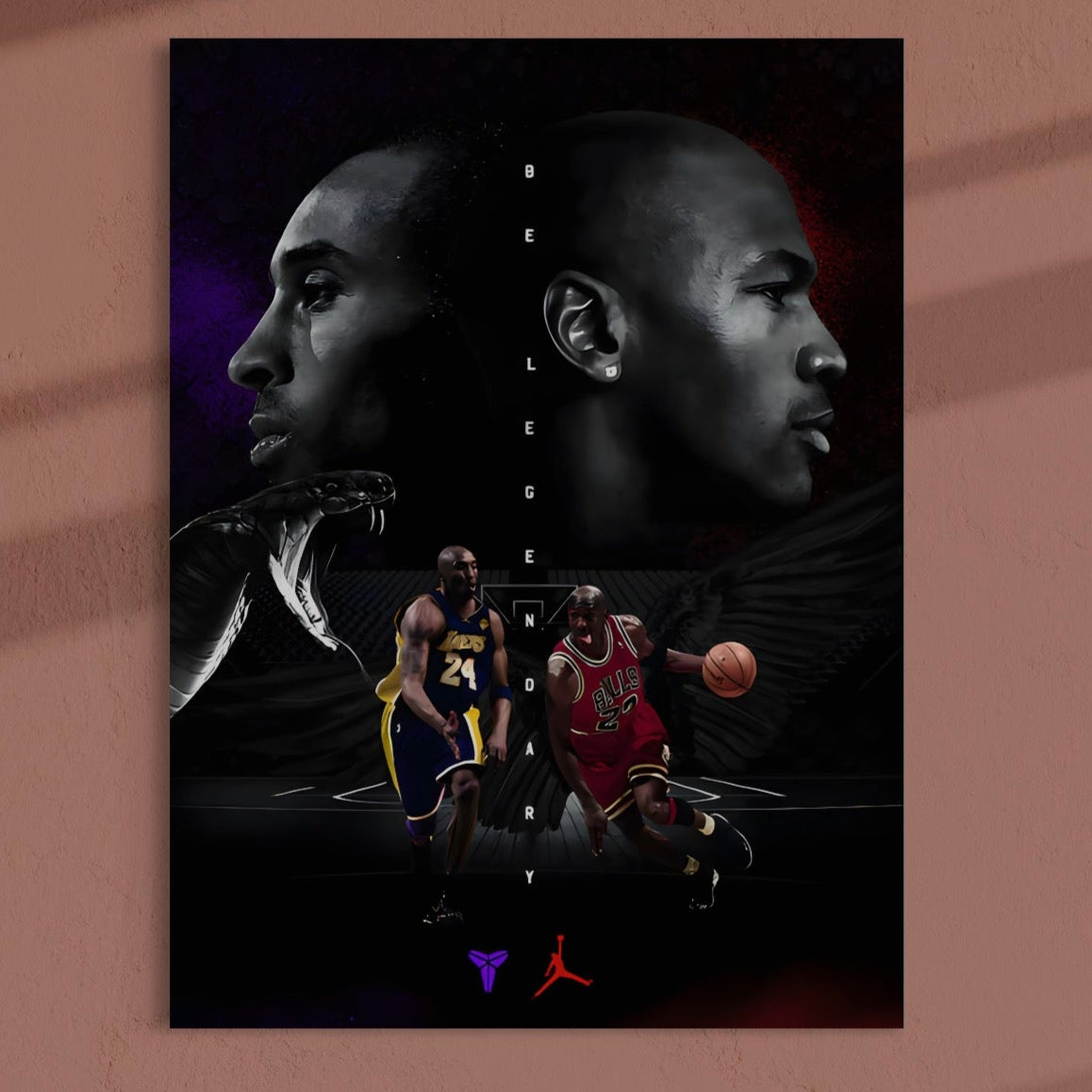 Tablou Canvas Premium, LuxCanva® A1547, Be Legendary , Michael Jordan, Kobe Bryant, Vedete, Sportivi, Living, Culori Vibrante