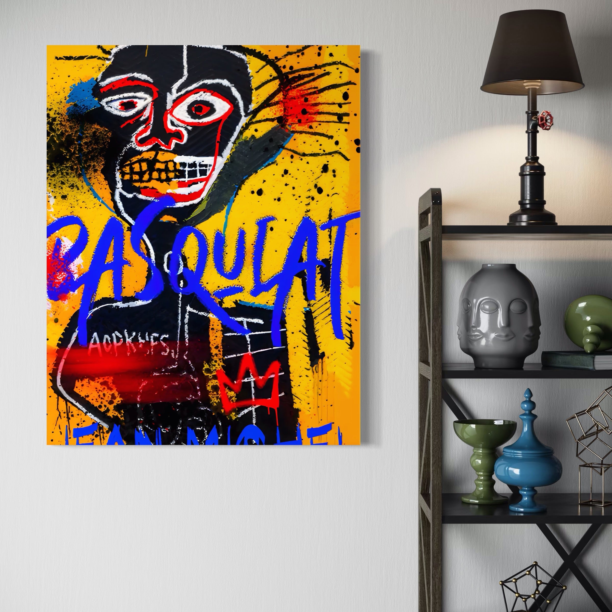 Tablou Canvas Premium LuxCanva® A1518, Basquiat Yellow , Room, Arta Stradala, SAMO, Jean Michel, Living, Culori Vibrante