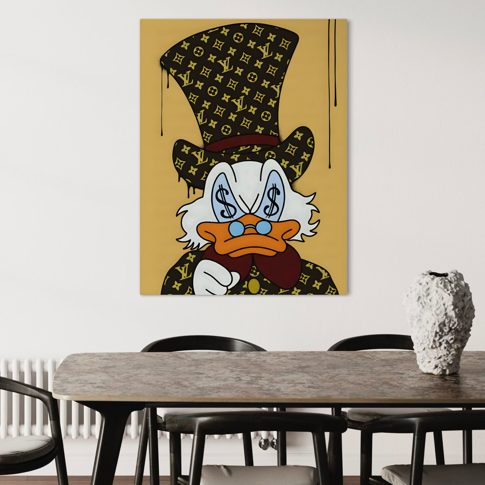 Tablou Canvas Premium, LuxCanva® A1551, Dollar Mr.Scrooge, Decorativ, Camera Copil, Rata, Bani, Vuitton, Desene, Cartoon, Living, Culori Vibrante