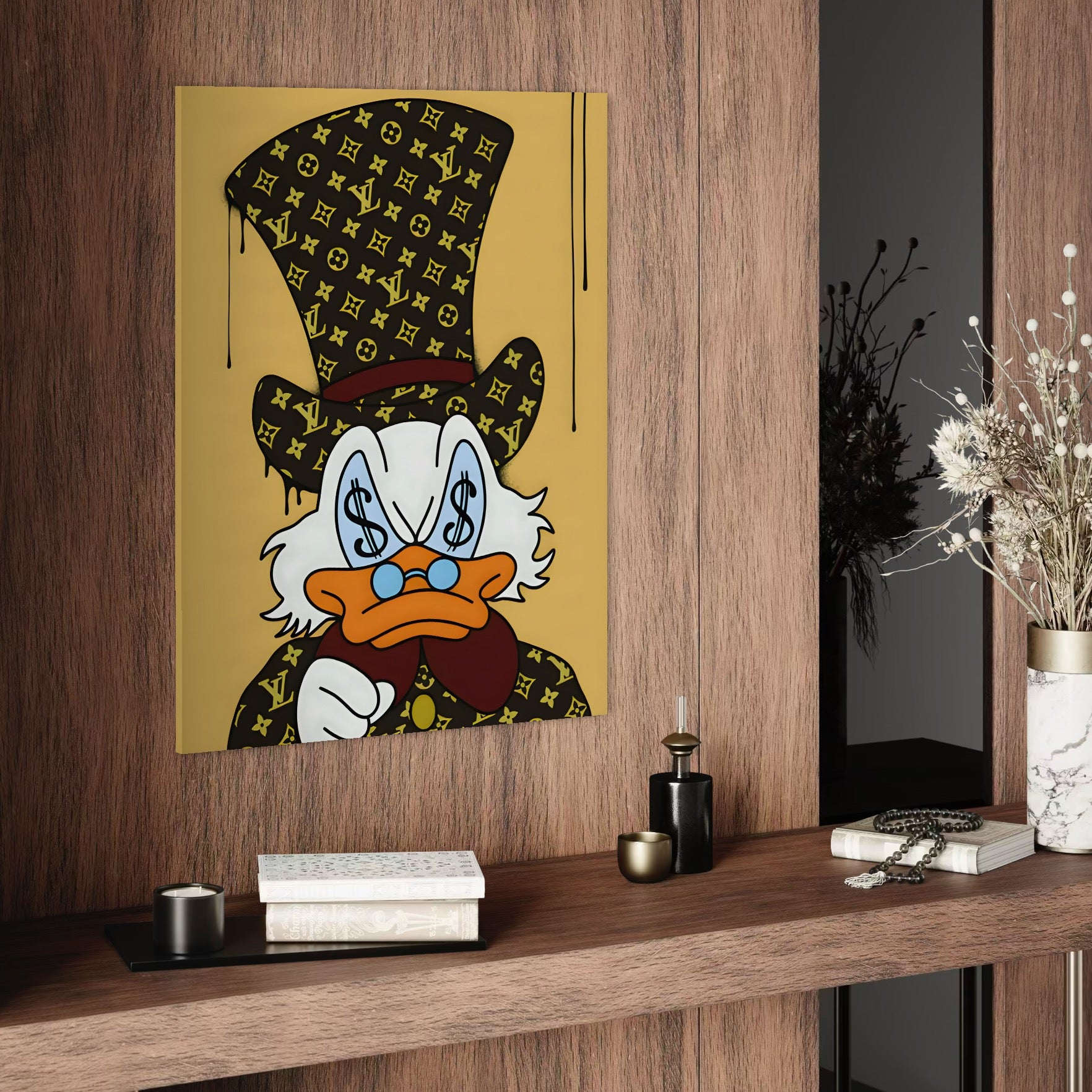 Tablou Canvas Premium, LuxCanva® A1551, Dollar Mr.Scrooge, Decorativ, Camera Copil, Rata, Bani, Vuitton, Desene, Cartoon, Living, Culori Vibrante