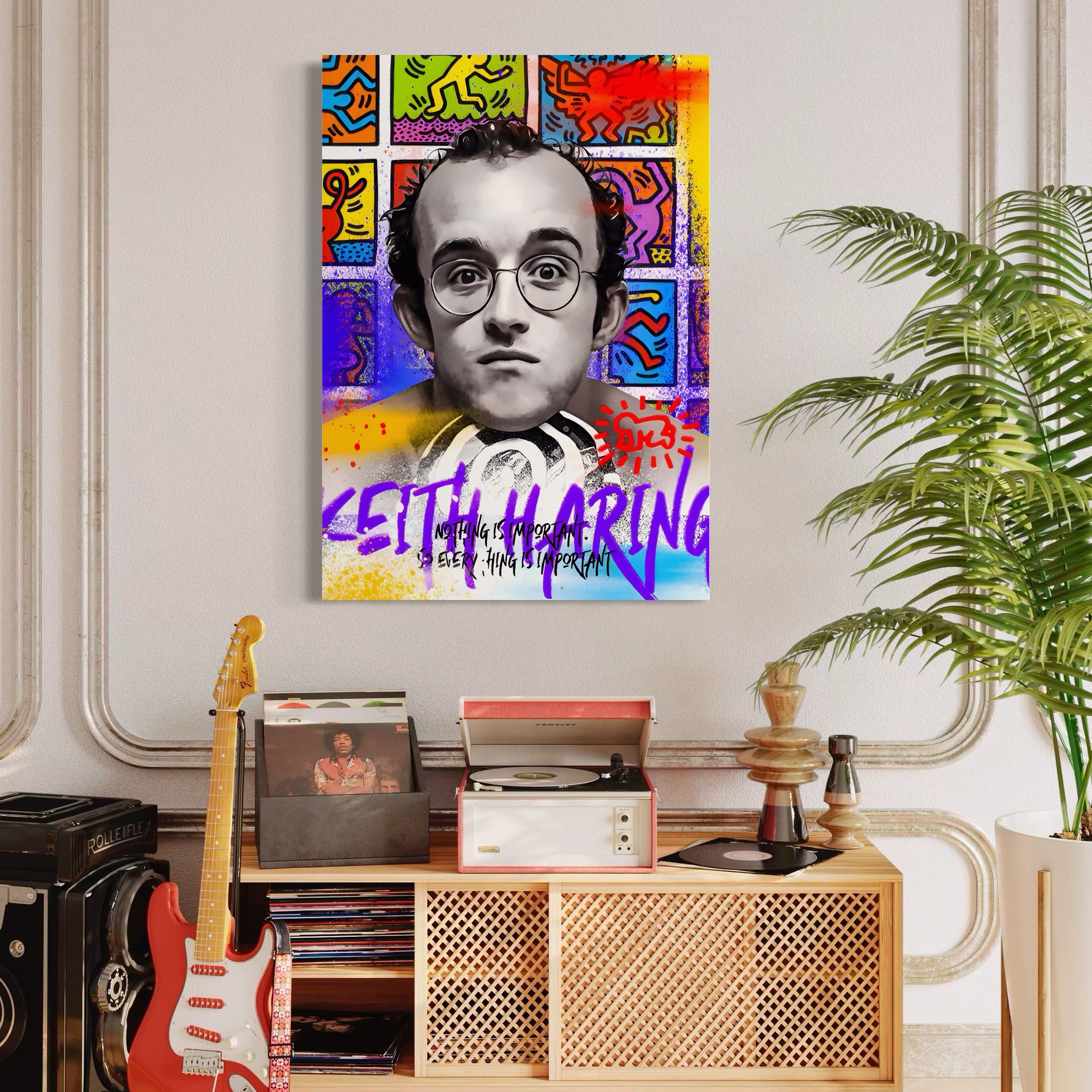 Tablou Canvas Premium LuxCanva® A1523, Keith Haring ,  Room, Arta Stradala, Graffiti, Artist, Dormitor, Culori Vibrante