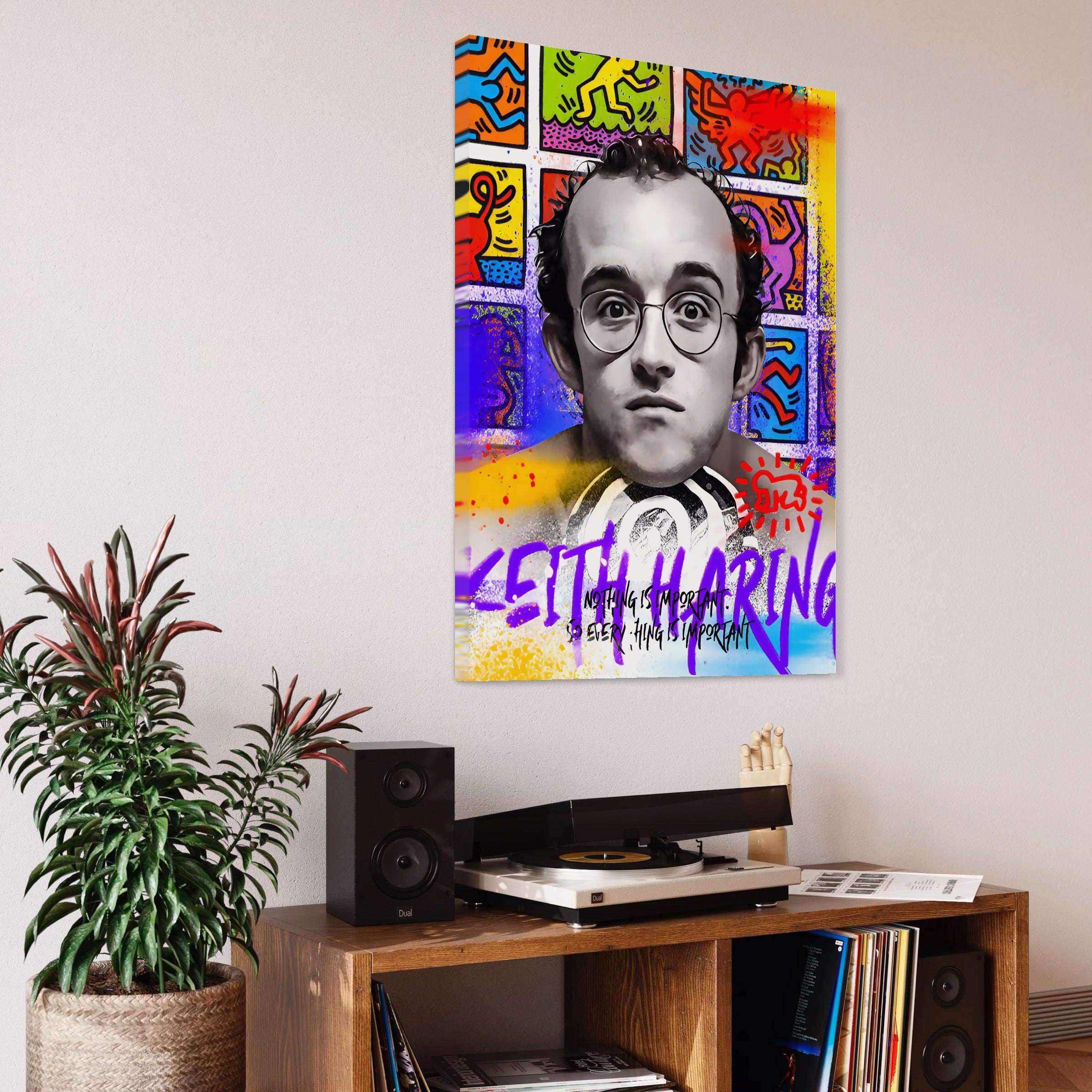 Tablou Canvas Premium LuxCanva® A1523, Keith Haring ,  Room, Arta Stradala, Graffiti, Artist, Dormitor, Culori Vibrante