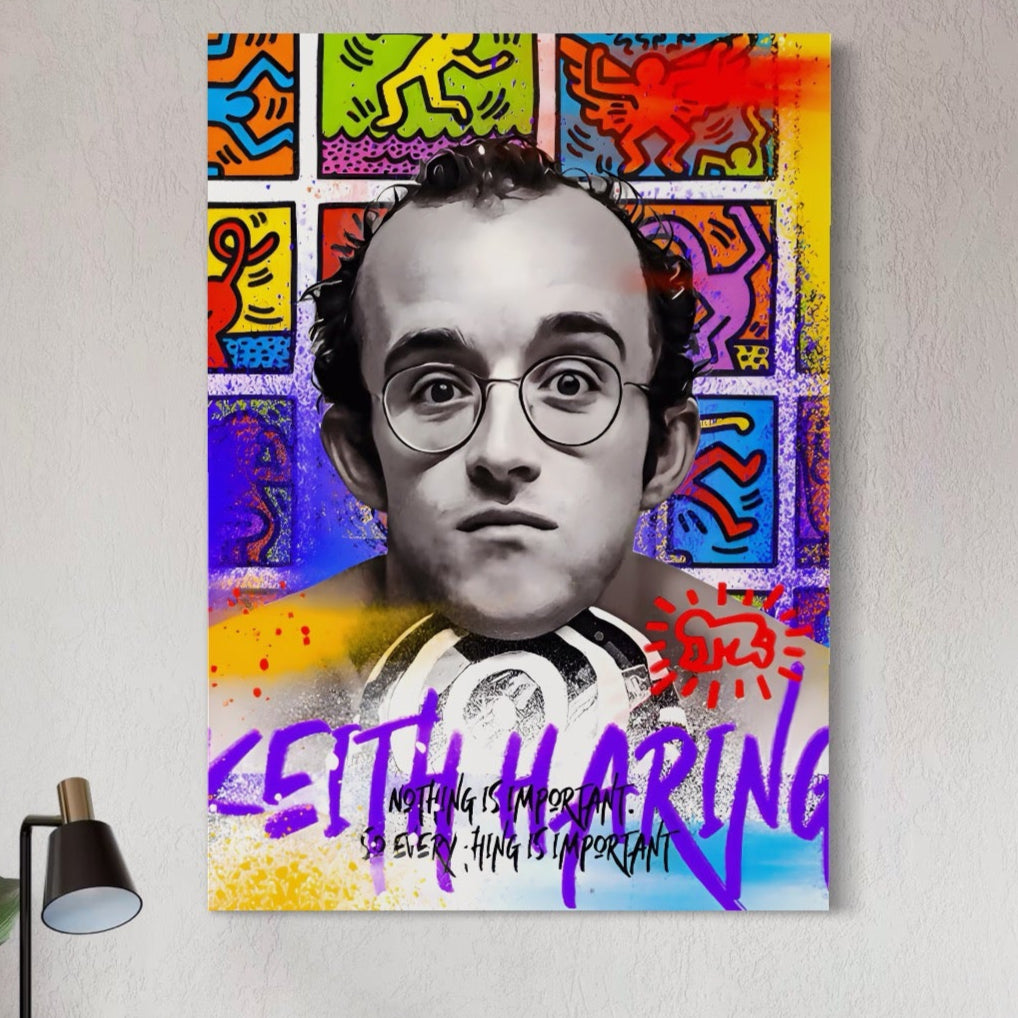 Tablou Canvas Premium LuxCanva® A1523, Keith Haring ,  Room, Arta Stradala, Graffiti, Artist, Dormitor, Culori Vibrante