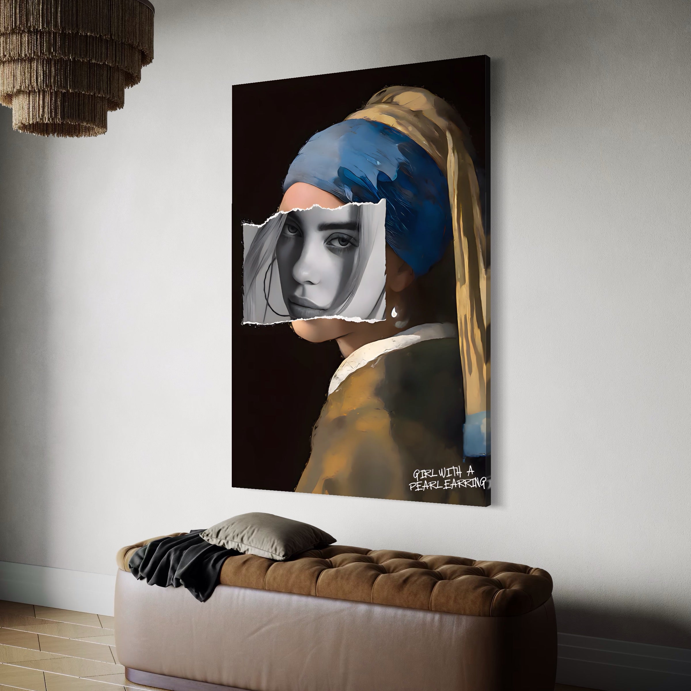 Tablou Canvas Premium LuxCanva® A1525, Fata Cu Cercei De Perle , Room, Portret, Feminin, Decorativ, Living, Culori Vibrante