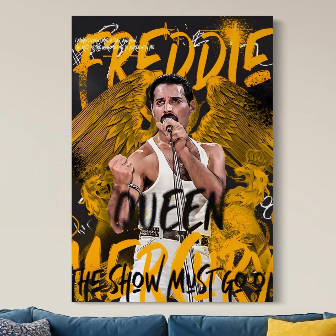 Tablou Canvas Premium LuxCanva® A1526, Freddie Angel , Room, Cantaret, Artist, Queen, Living, Culori Vibrante