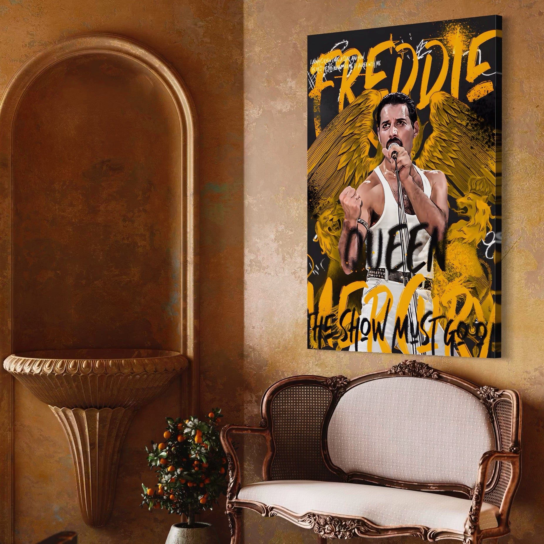 Tablou Canvas Premium LuxCanva® A1526, Freddie Angel , Room, Cantaret, Artist, Queen, Living, Culori Vibrante