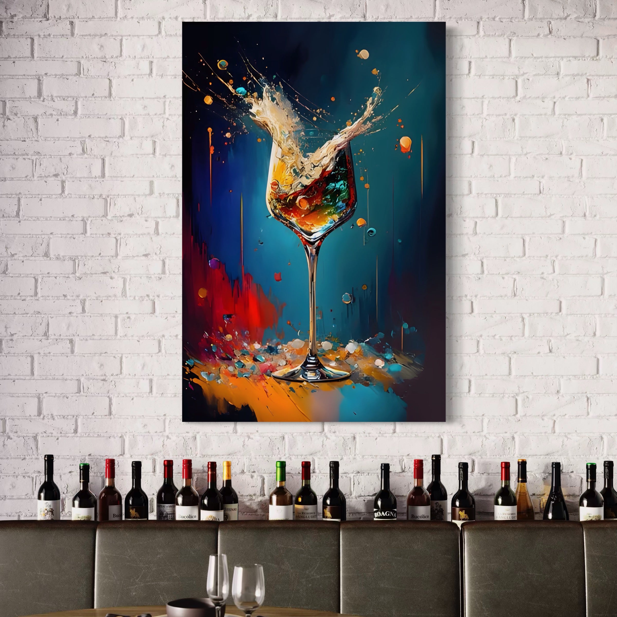 Tablou Canvas Premium LuxCanva® A1533, Picaturi De Gheata , Room, Cocktail, Alcool, Colorat, Restaurant, Culori Vibrante