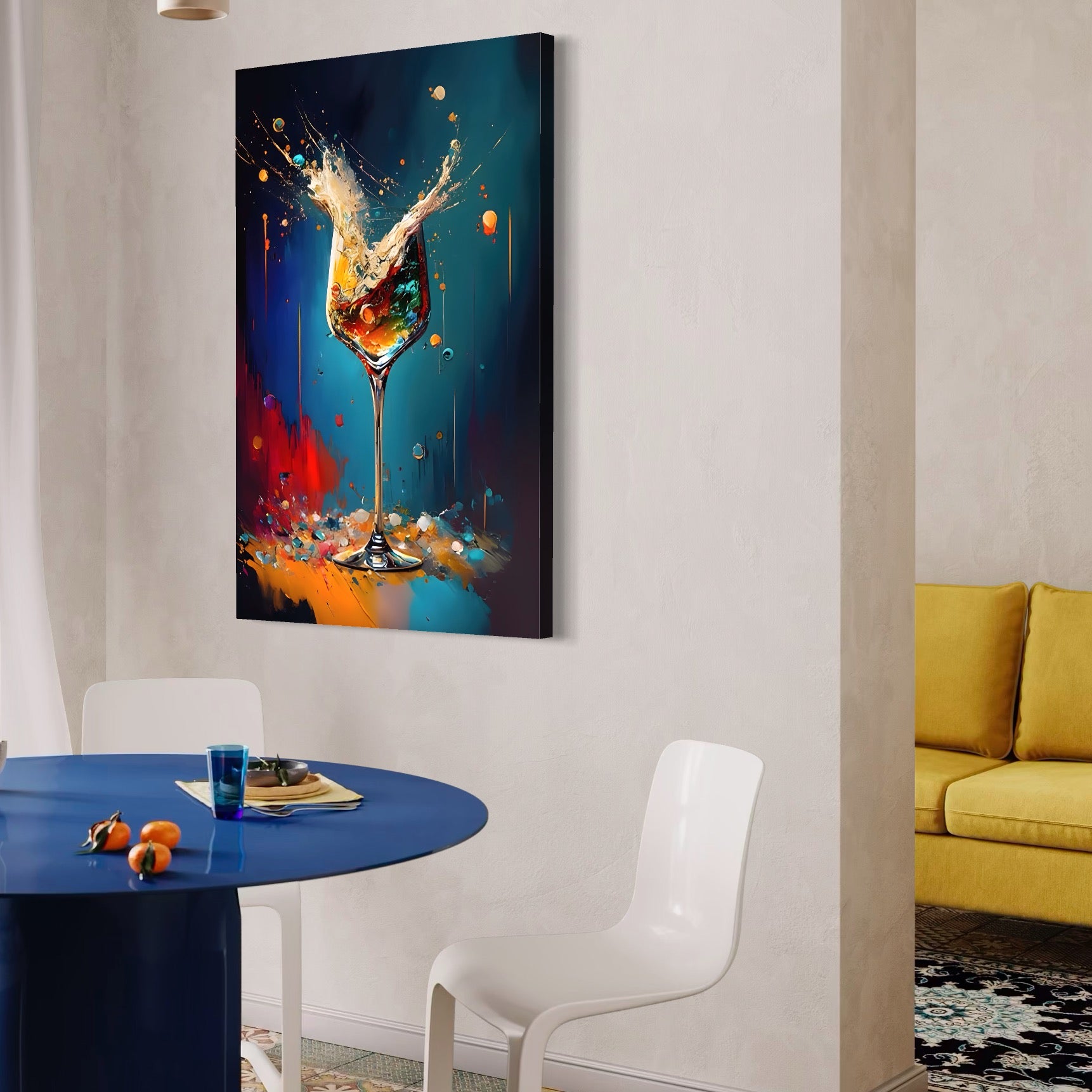 Tablou Canvas Premium LuxCanva® A1533, Picaturi De Gheata , Room, Cocktail, Alcool, Colorat, Restaurant, Culori Vibrante