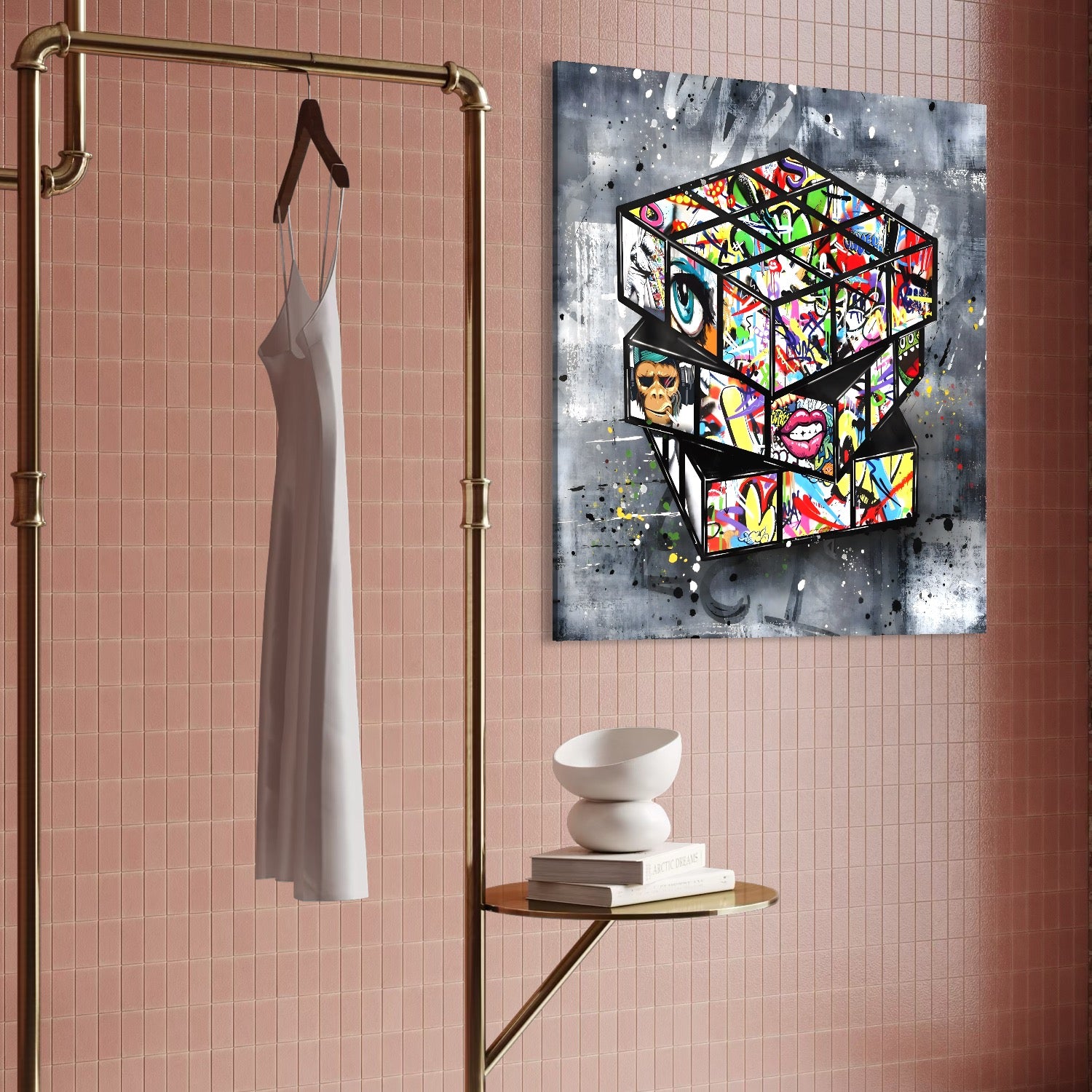 Tablou Canvas Premium, LuxCanva® C1253, Funny Rubik Cube, Relaxare, Game Room, Kids Room Culori Vibrante