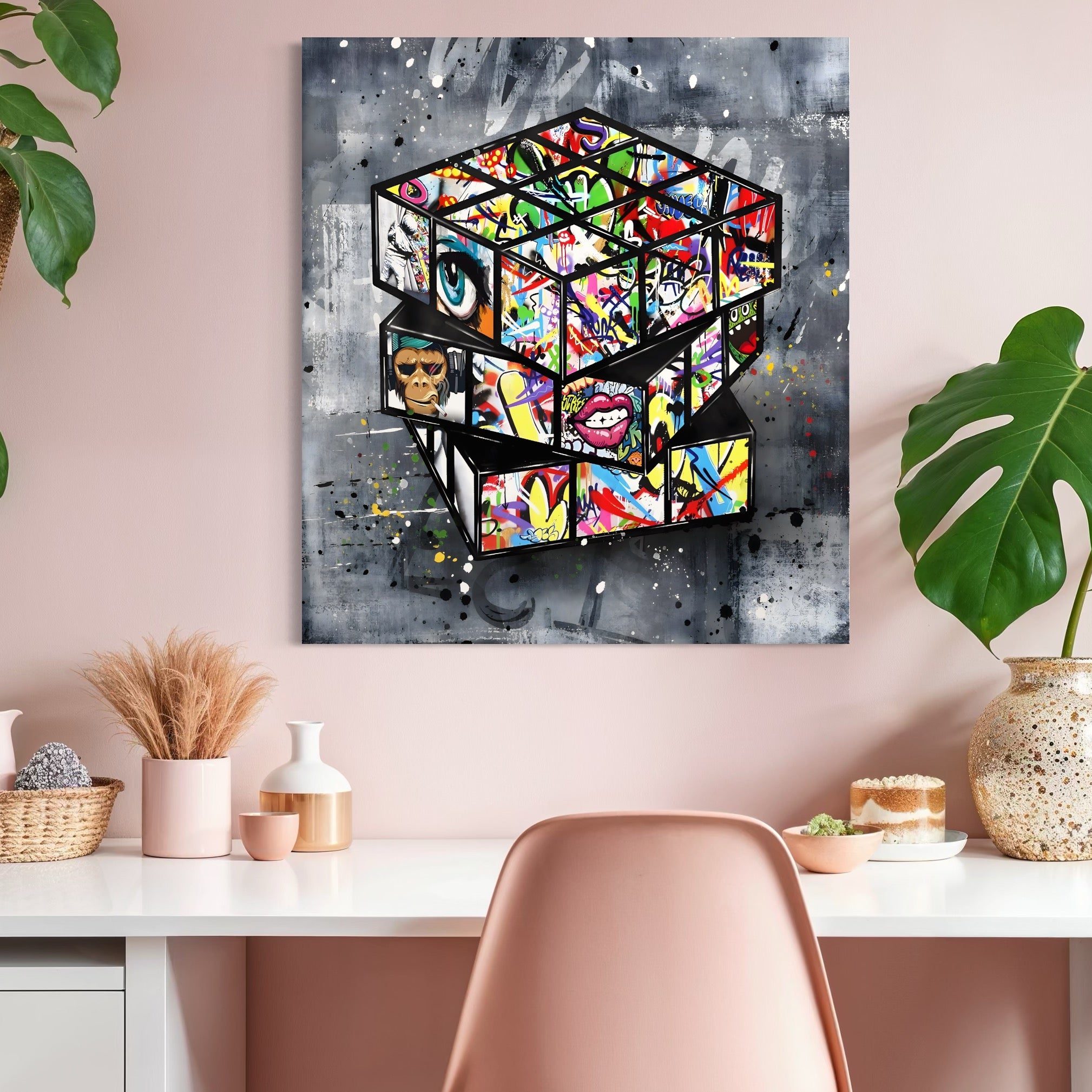 Tablou Canvas Premium, LuxCanva® C1253, Funny Rubik Cube, Relaxare, Game Room, Kids Room Culori Vibrante