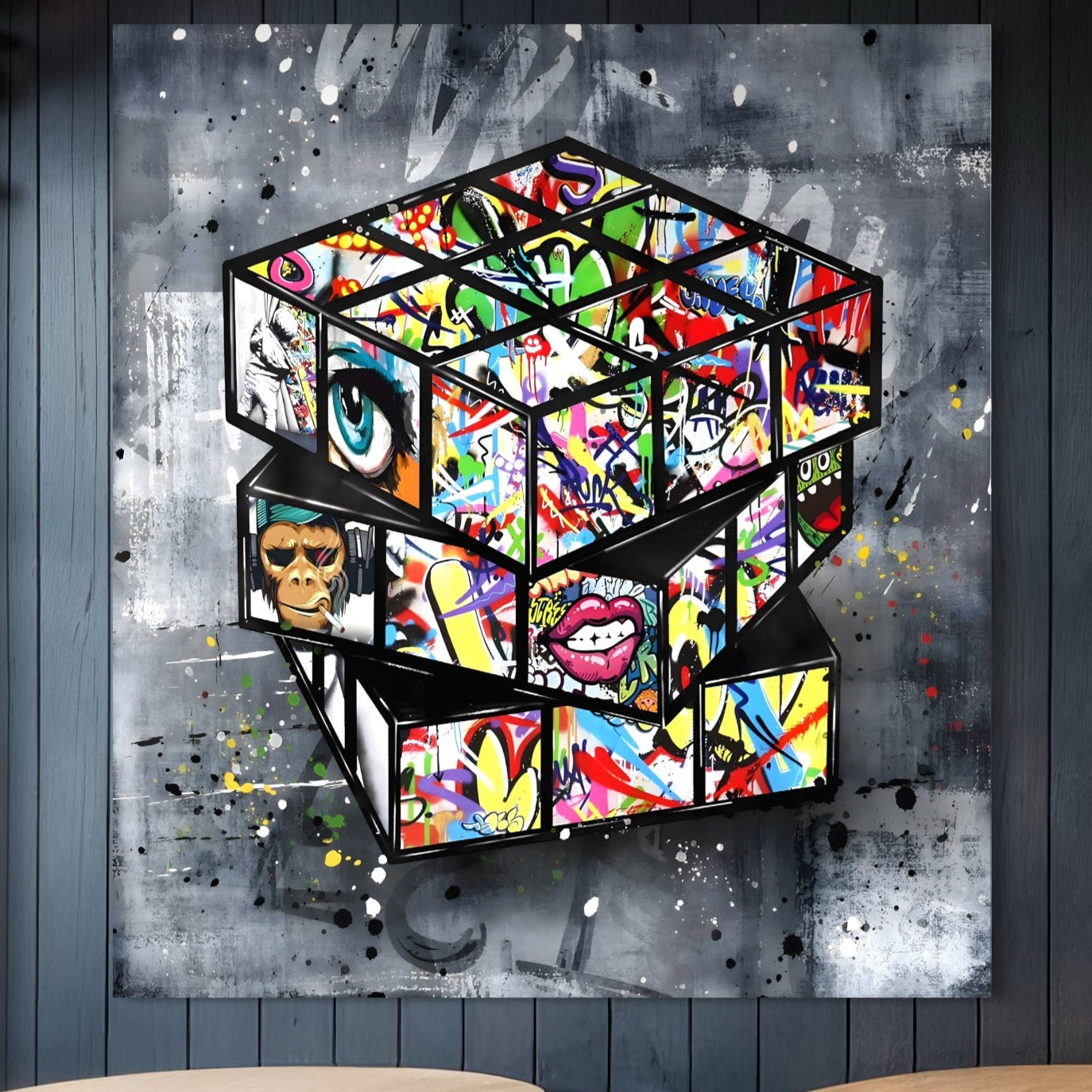 Tablou Canvas Premium, LuxCanva® C1253, Funny Rubik Cube, Relaxare, Game Room, Kids Room Culori Vibrante